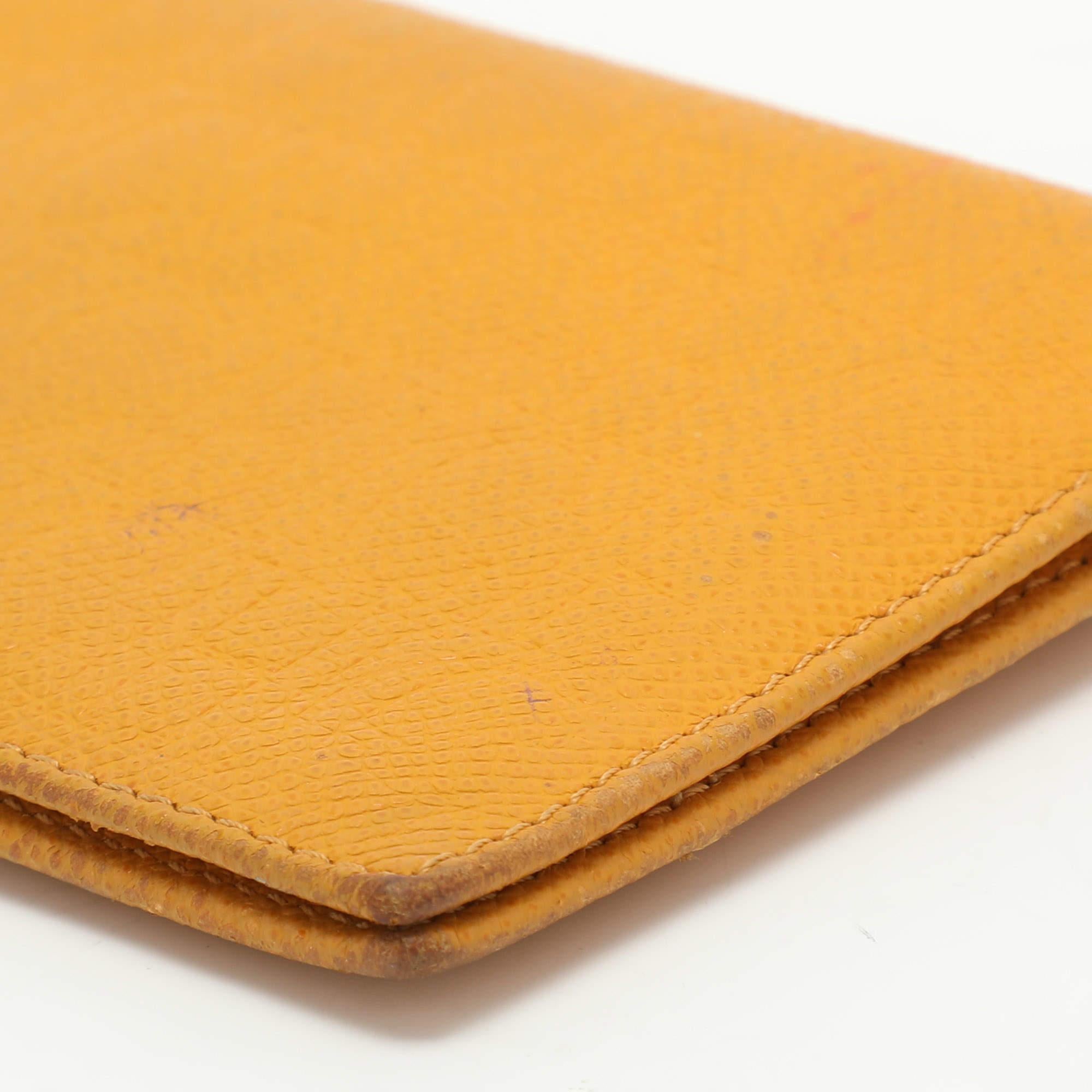 CH Carolina Herrera Yellow Embossed Leather Wallet For Sale 5