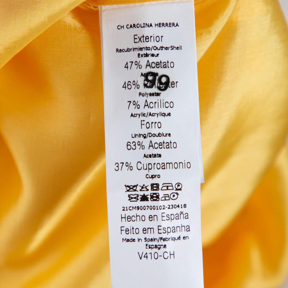 Women's CH Carolina Herrera Yellow Floral Jacquard Sheath Dress XL For Sale