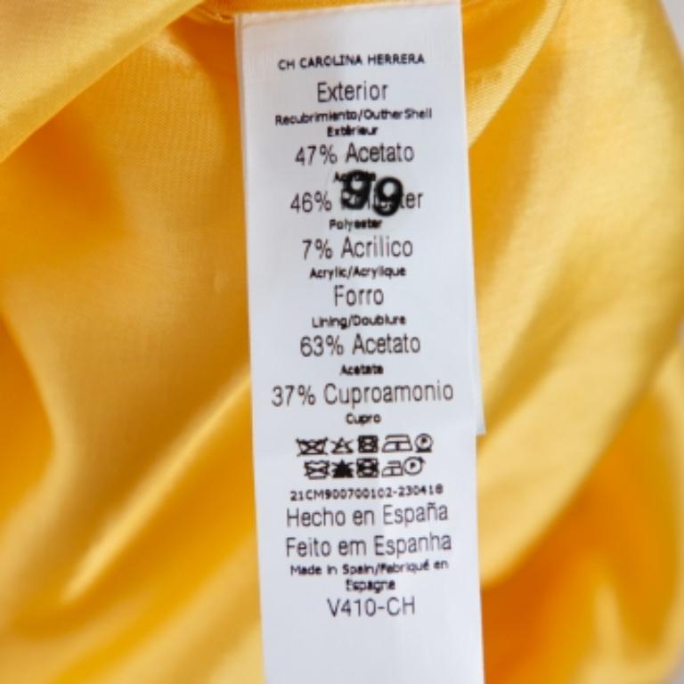 CH Carolina Herrera Jaune Robe fourreau en jacquard floral XL en vente 1