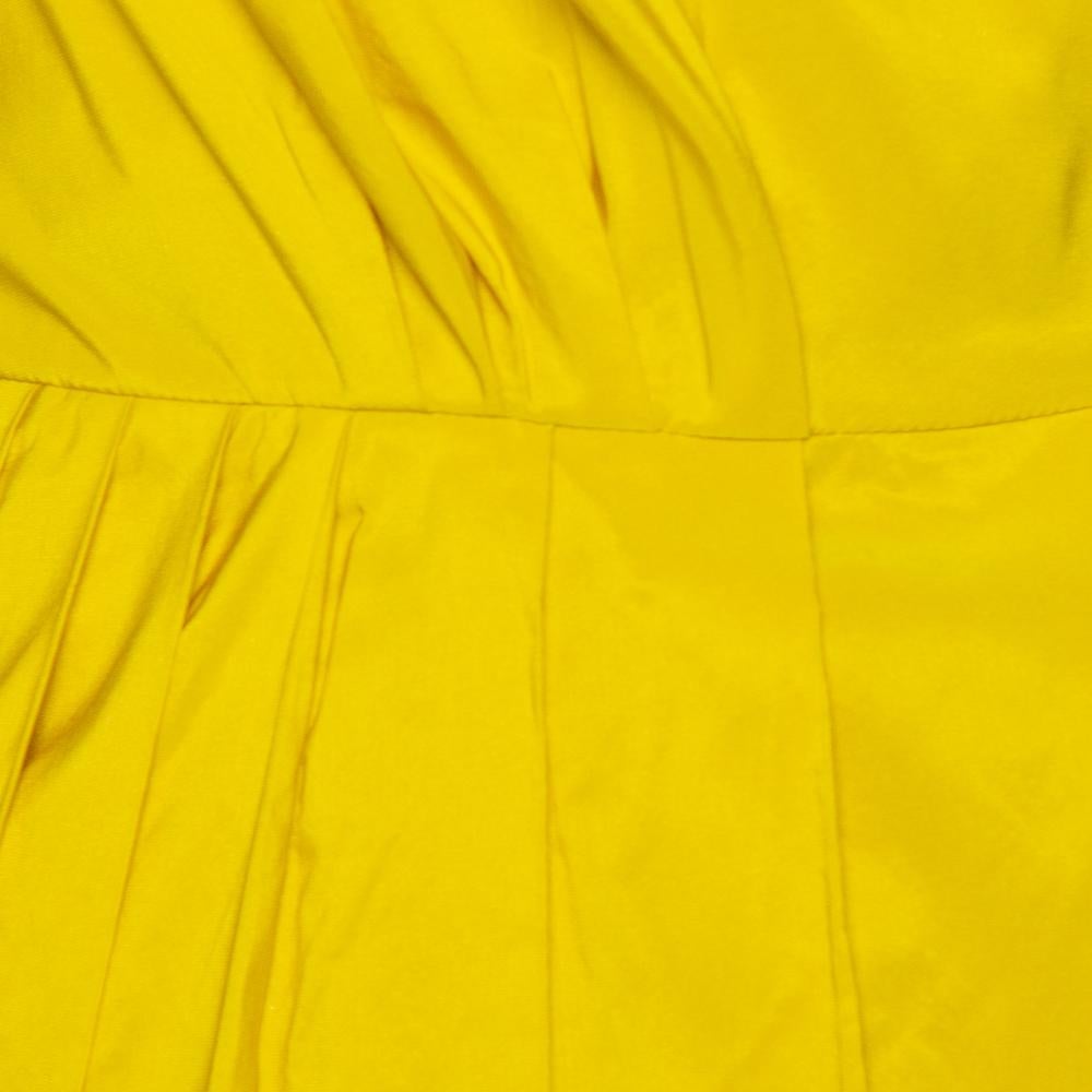 CH Carolina Herrera Gelb Plissiertes Maxi-Wickelkleid S Damen
