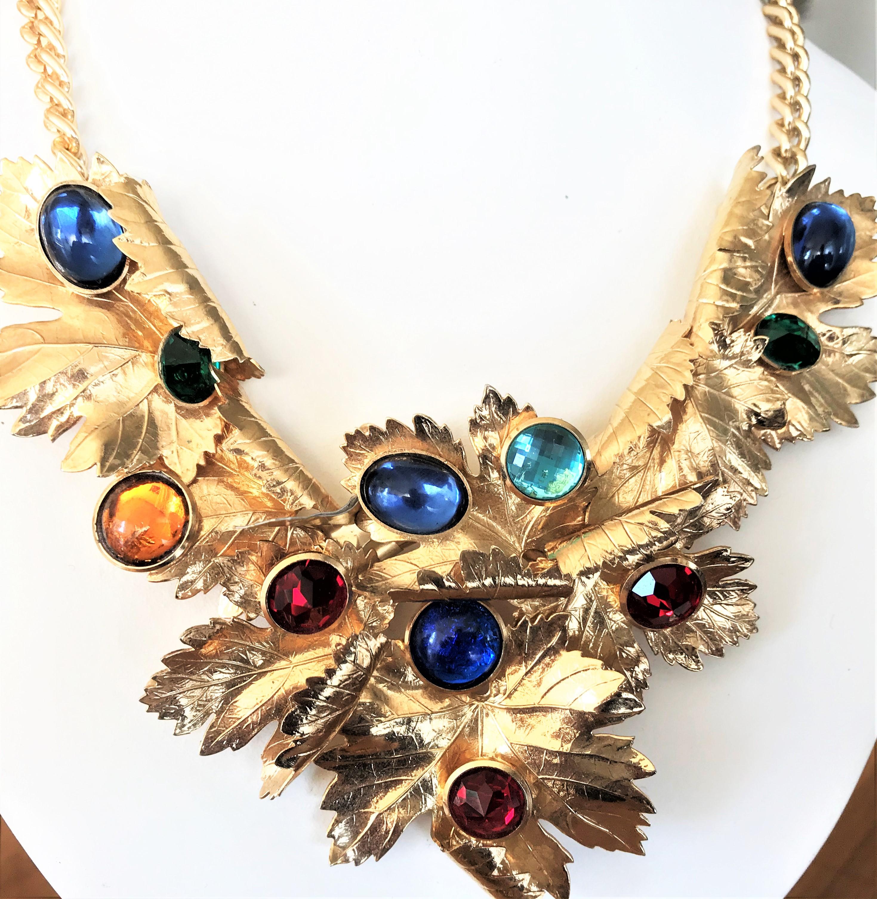 Ch. Dior maple leaves collier, sign. Ch. Dior Germany  gold plated 1990s In Excellent Condition In Stuttgart, DE