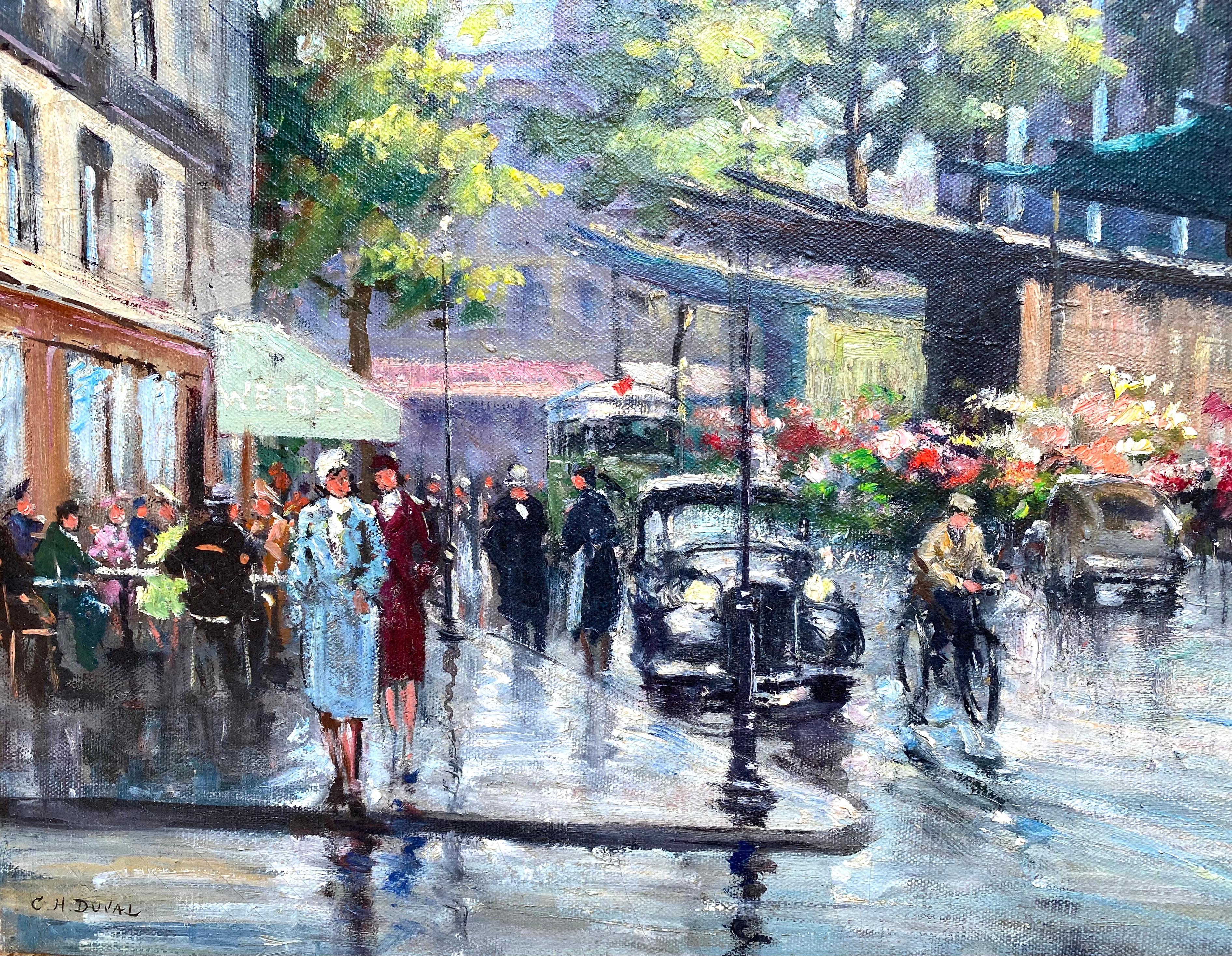 “Cafe Weber, Paris” - Post-Impressionist Painting by C.H. Duval