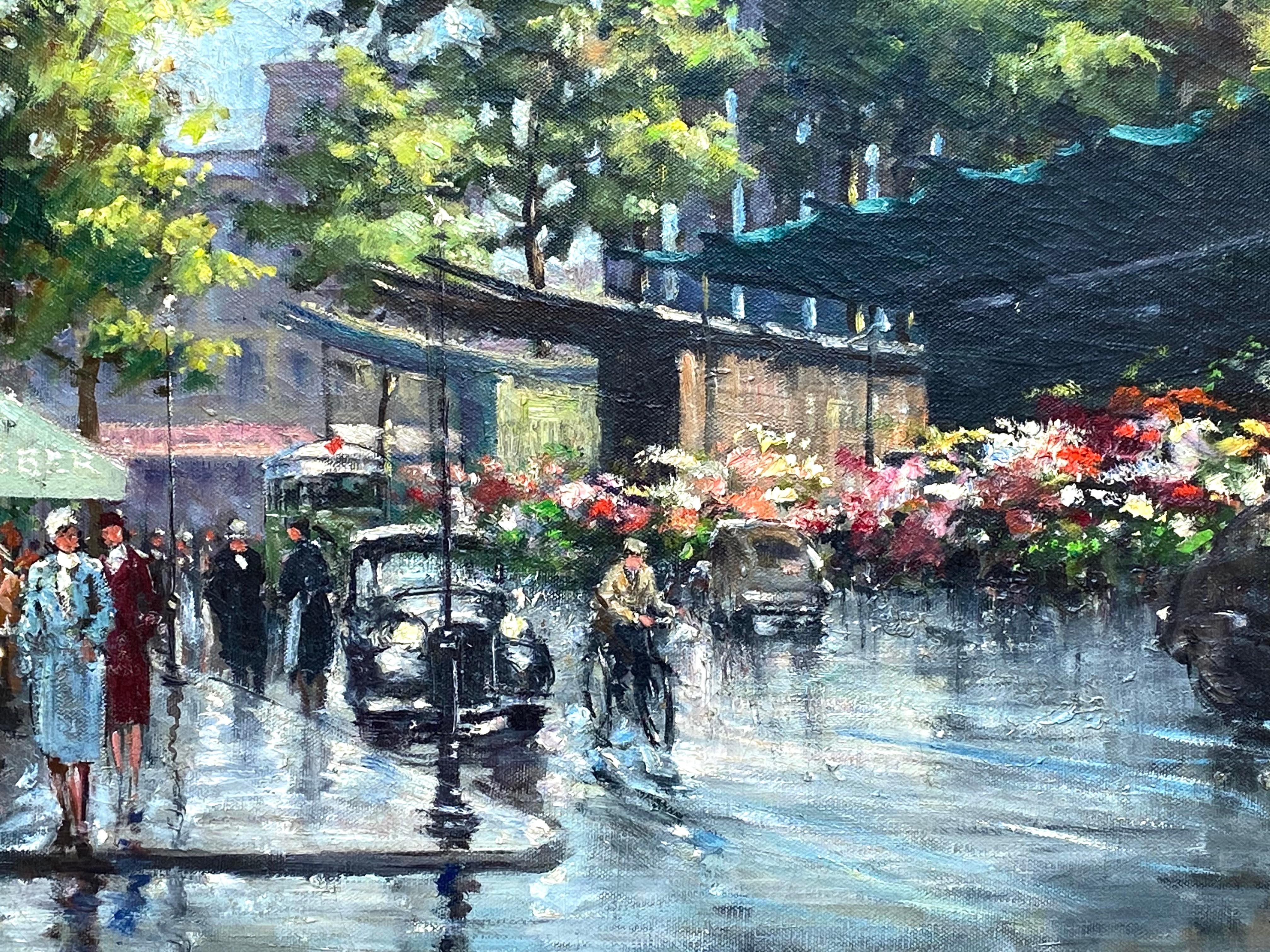 “Cafe Weber, Paris” - Gray Figurative Painting by C.H. Duval