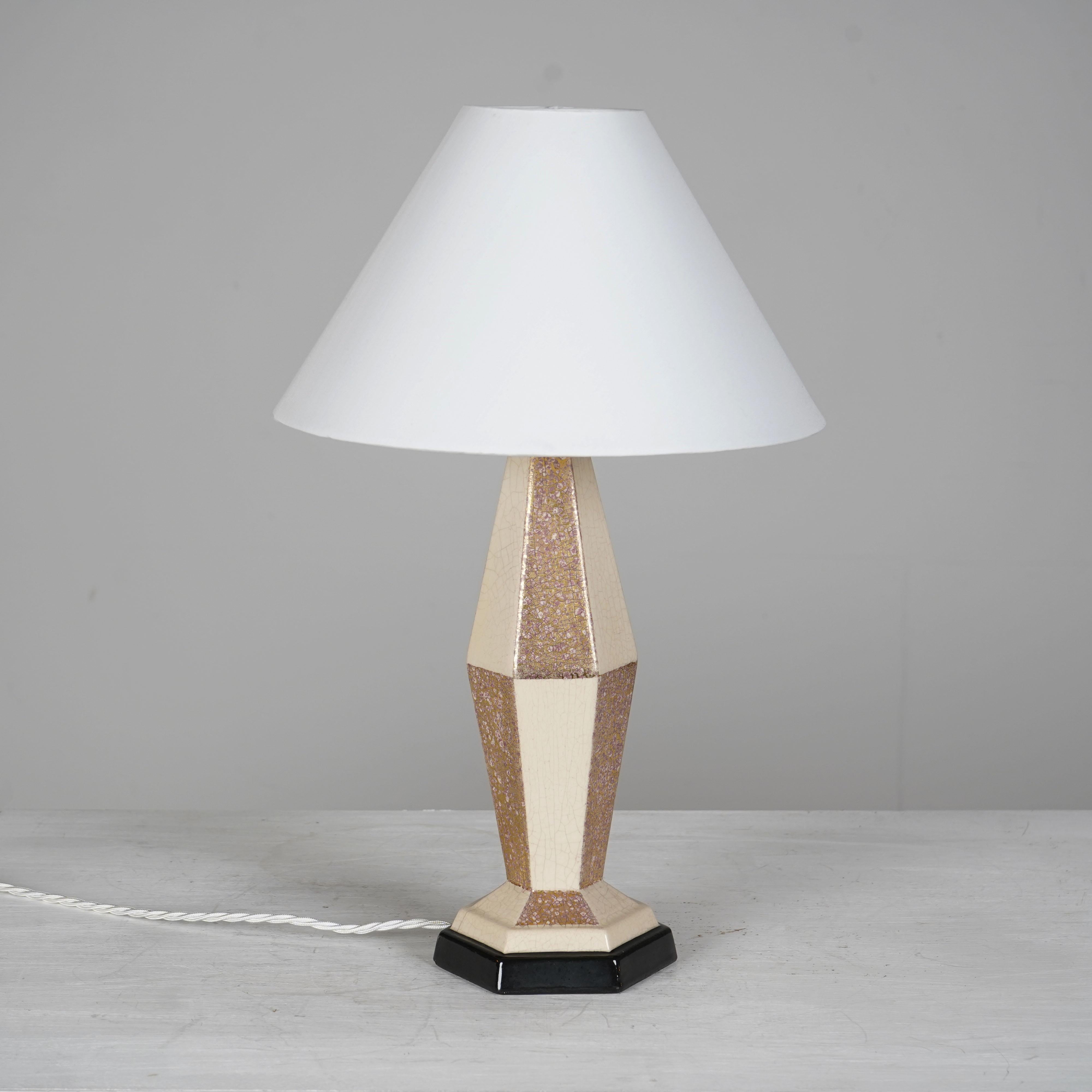 Art Deco C.H France 1930s Ceramic Lamp
