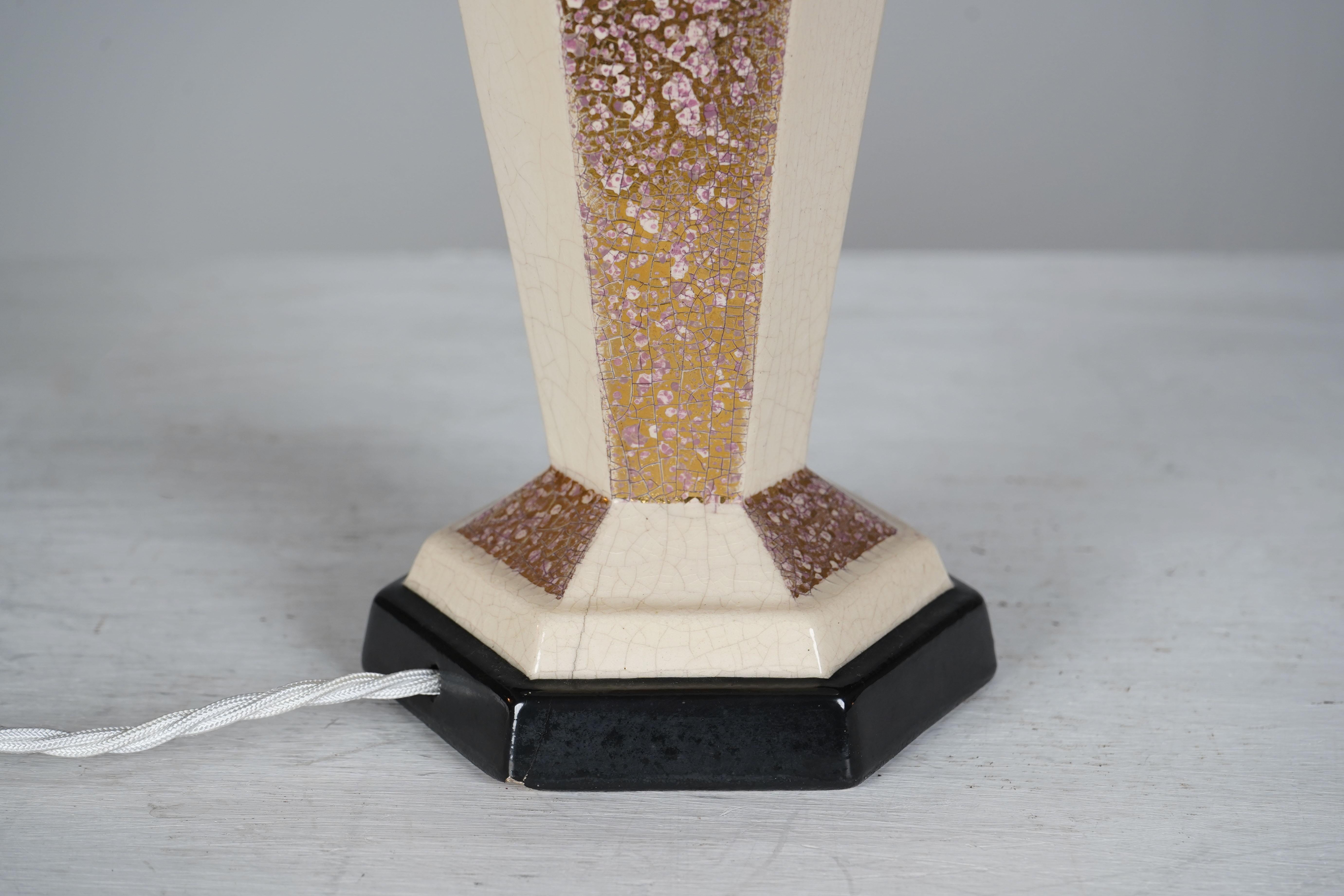 C.H France 1930s Ceramic Lamp In Good Condition In Dorchester, GB