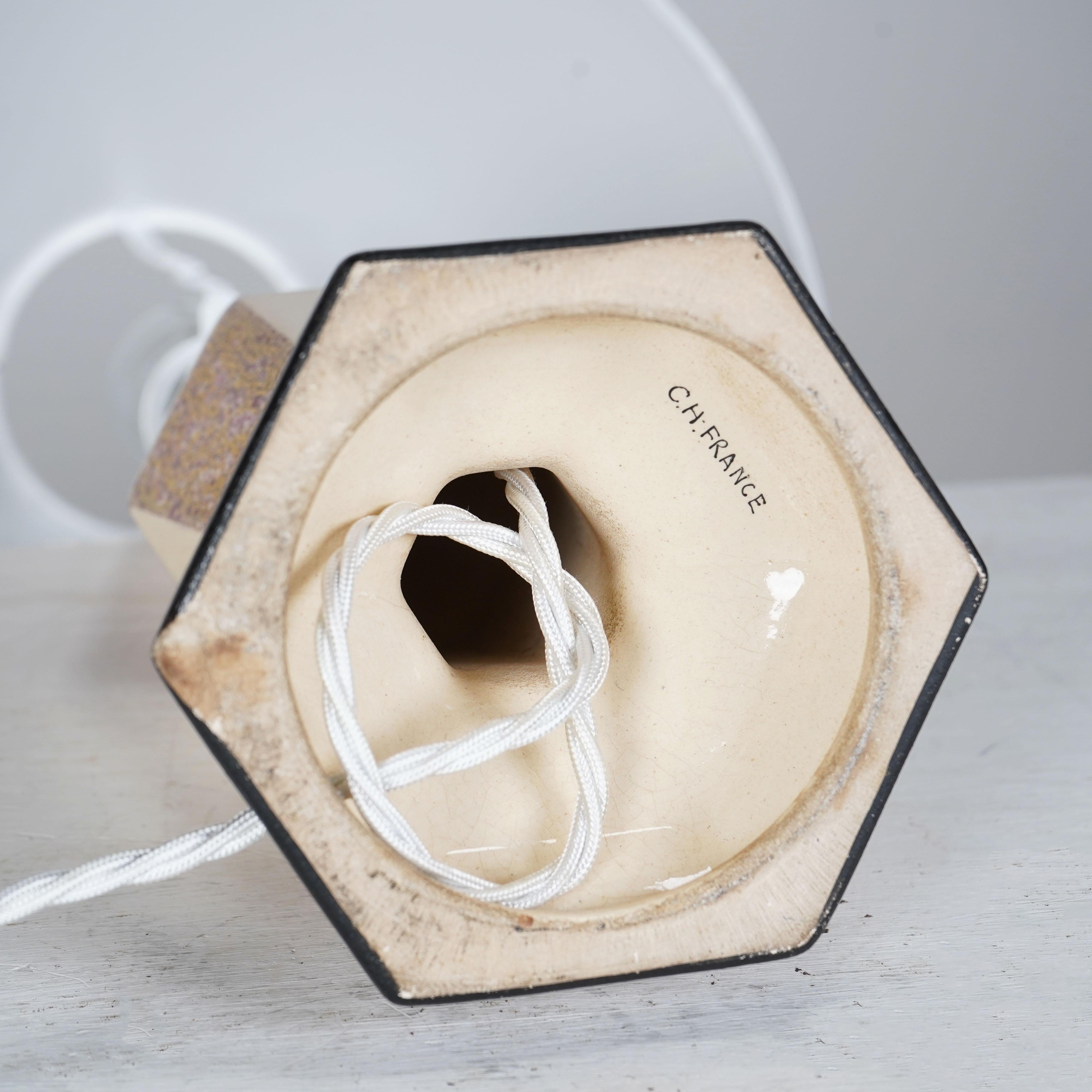 C.H France 1930s Ceramic Lamp 2