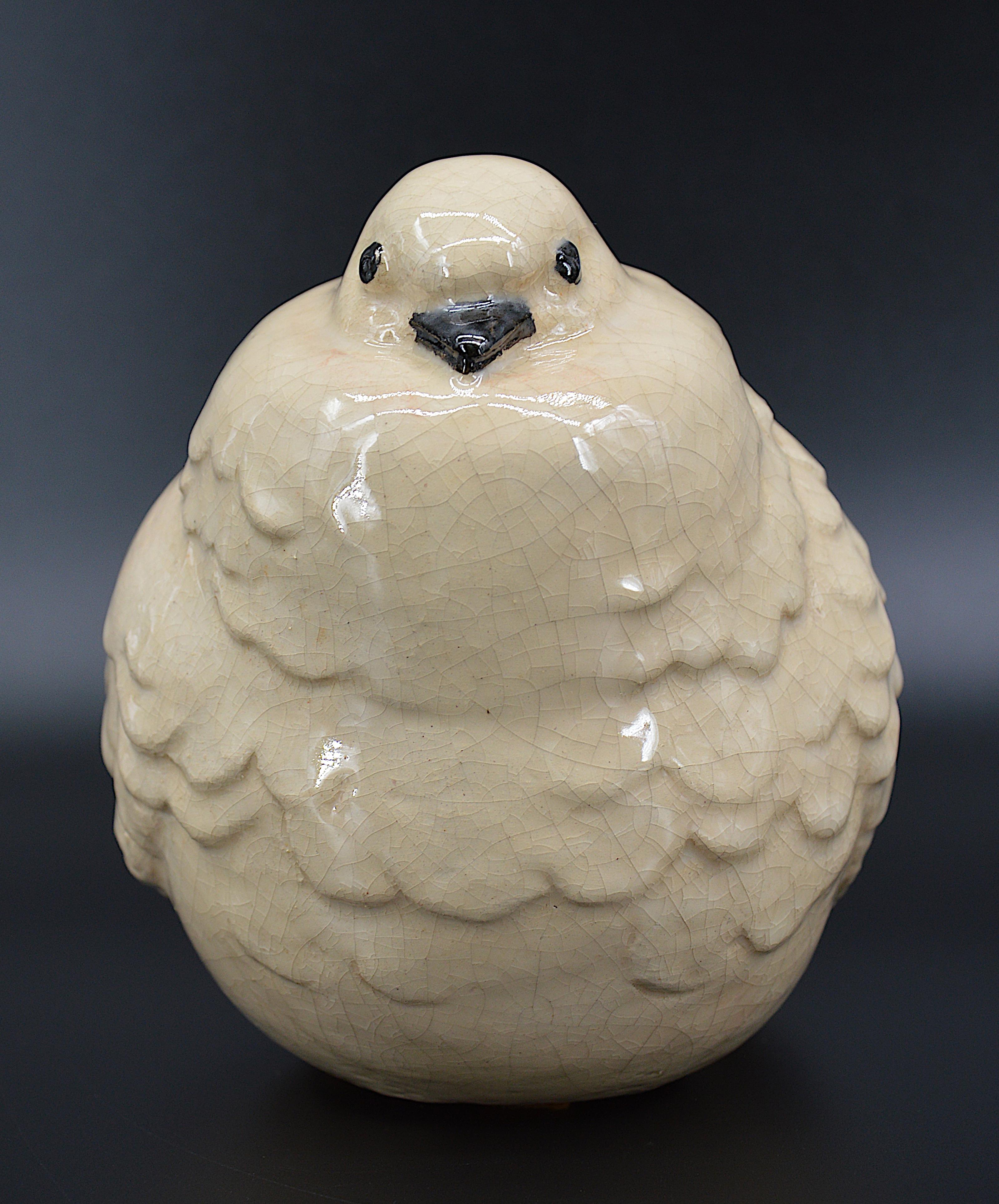 Early 20th Century CH FRANCE French Art Deco Ceramic Pigeon, 1920s