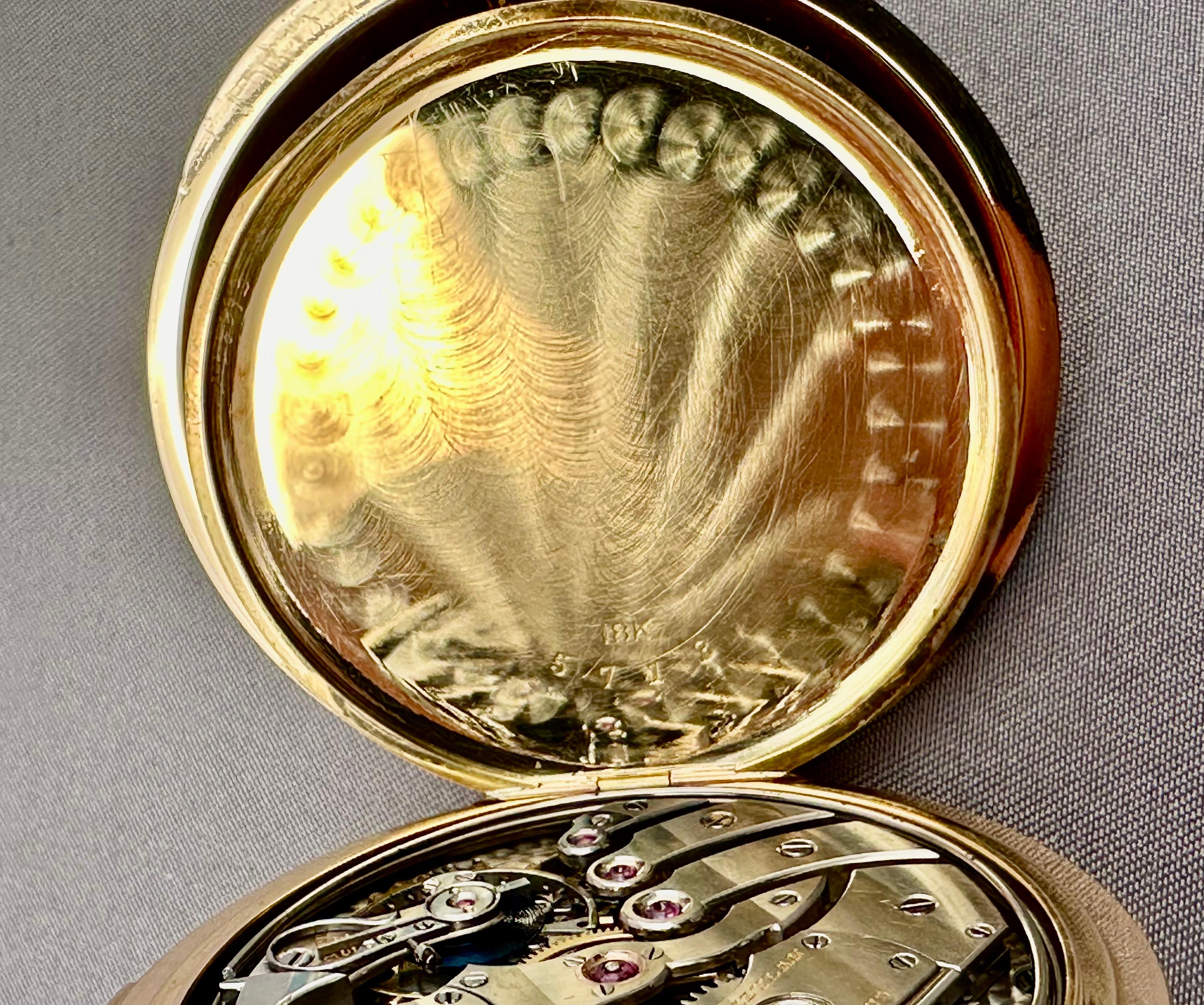 C.H. Meylan 18K Gold Keyless Lever Minute Repeater Pocket Watch Circa 1890's In Excellent Condition For Sale In Laguna Beach, CA