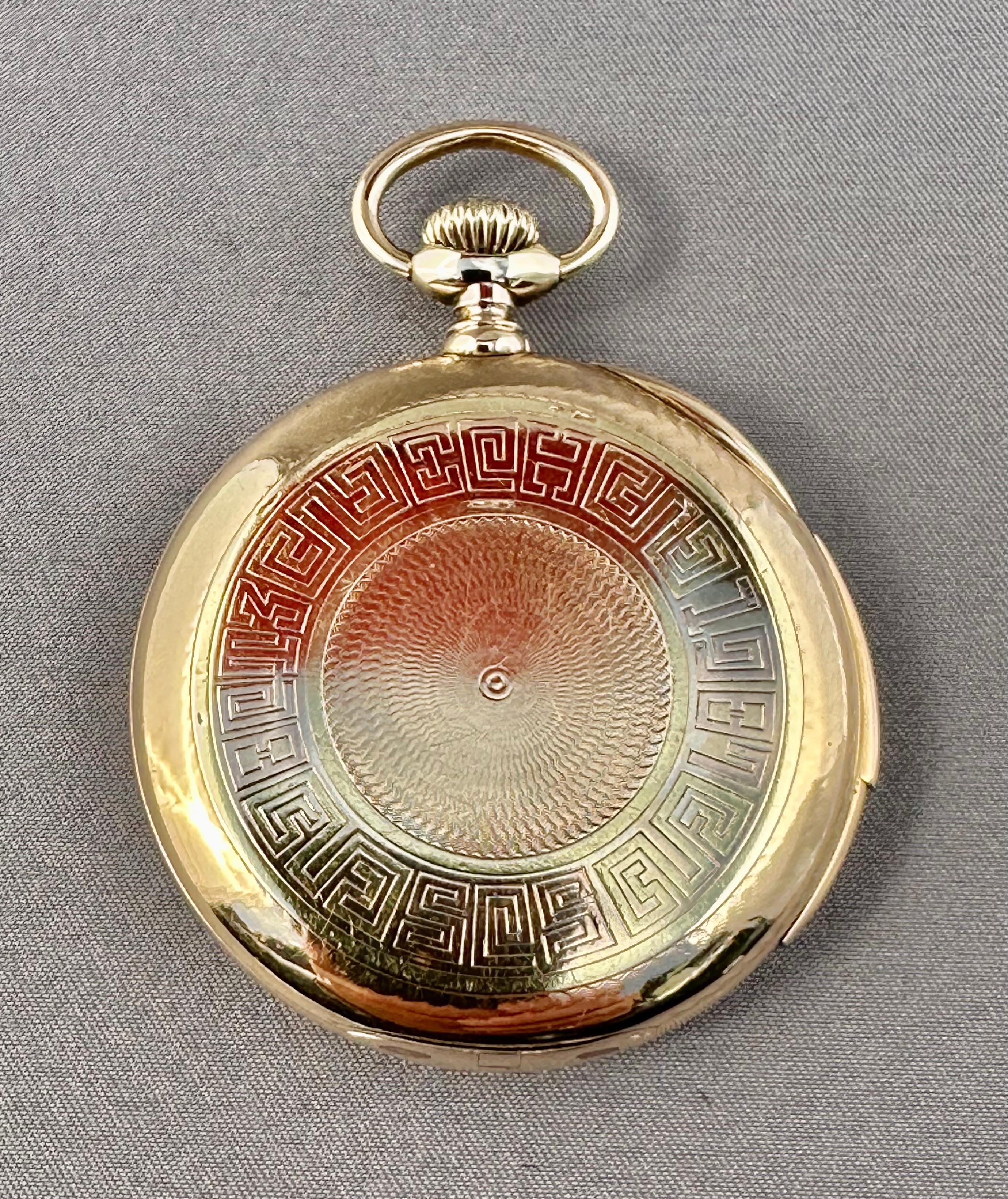 C.H. Meylan 18K Gold Keyless Lever Minute Repeater Pocket Watch Circa 1890's For Sale 3