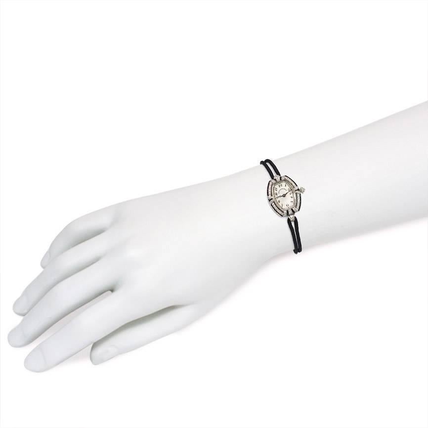 Women's C.H. Meylan Art Deco Ladies Platinum, Diamond and Onyx Wristwatch