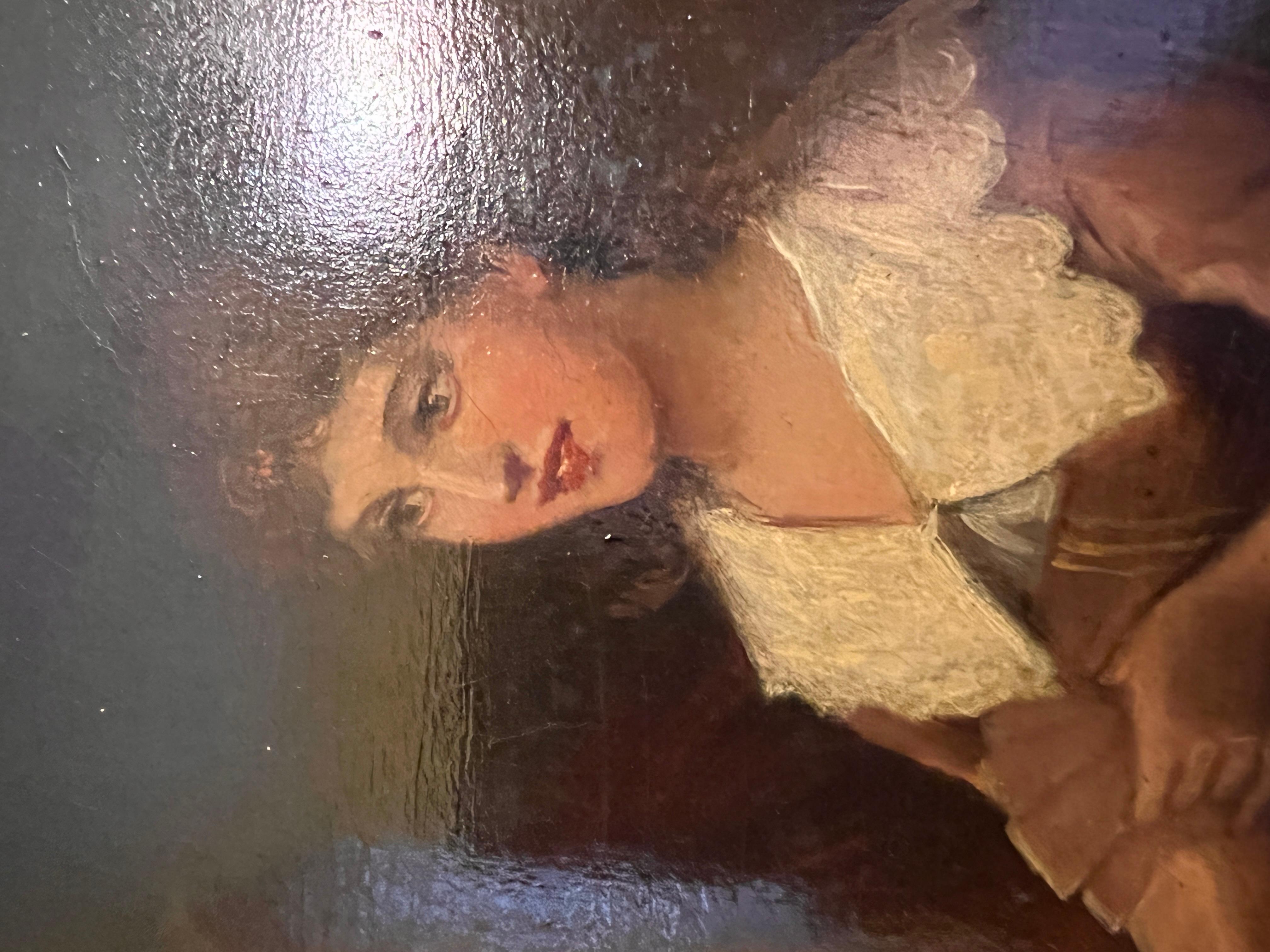 1888 Ch. Rotzer Antique original oil painting on canvas, Genre Scene, Gold Frame For Sale 13