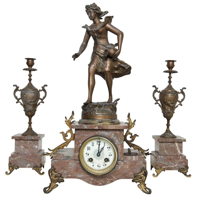 Ch. Ruchot Art Nouveau Clock For Sale