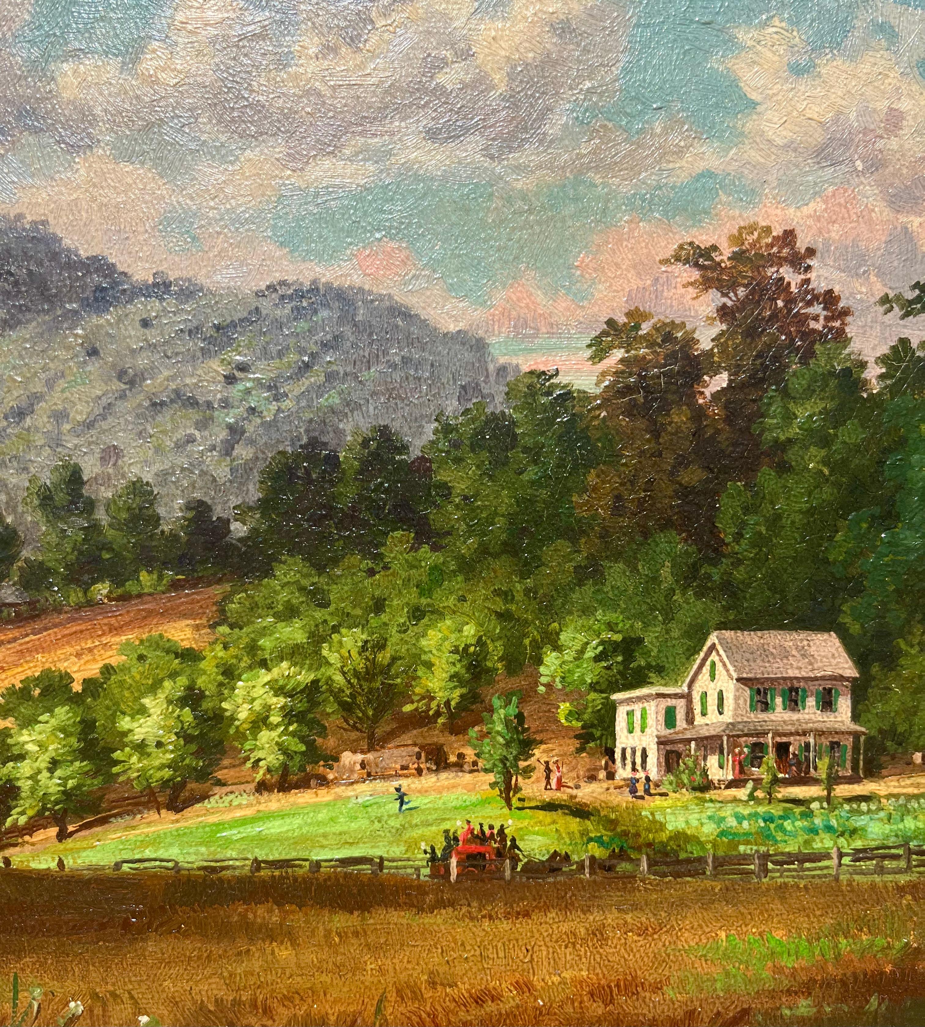 Una casa nelle montagne dell'Upstate New York - Painting Hudson River School di C.H. Schmidt