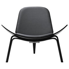 CH07 Shell Chair in Oak Painted Black with Foam Seat by Hans J. Wegner