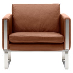 CH101 Chair in Stainless Steel Frame with Thor 307 Leather by Hans J. Wegner
