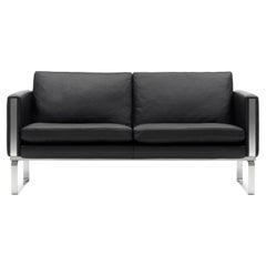 CH102 2-Seat Sofa in Stainless Steel with Thor 301 Leather by Hans J. Wegner