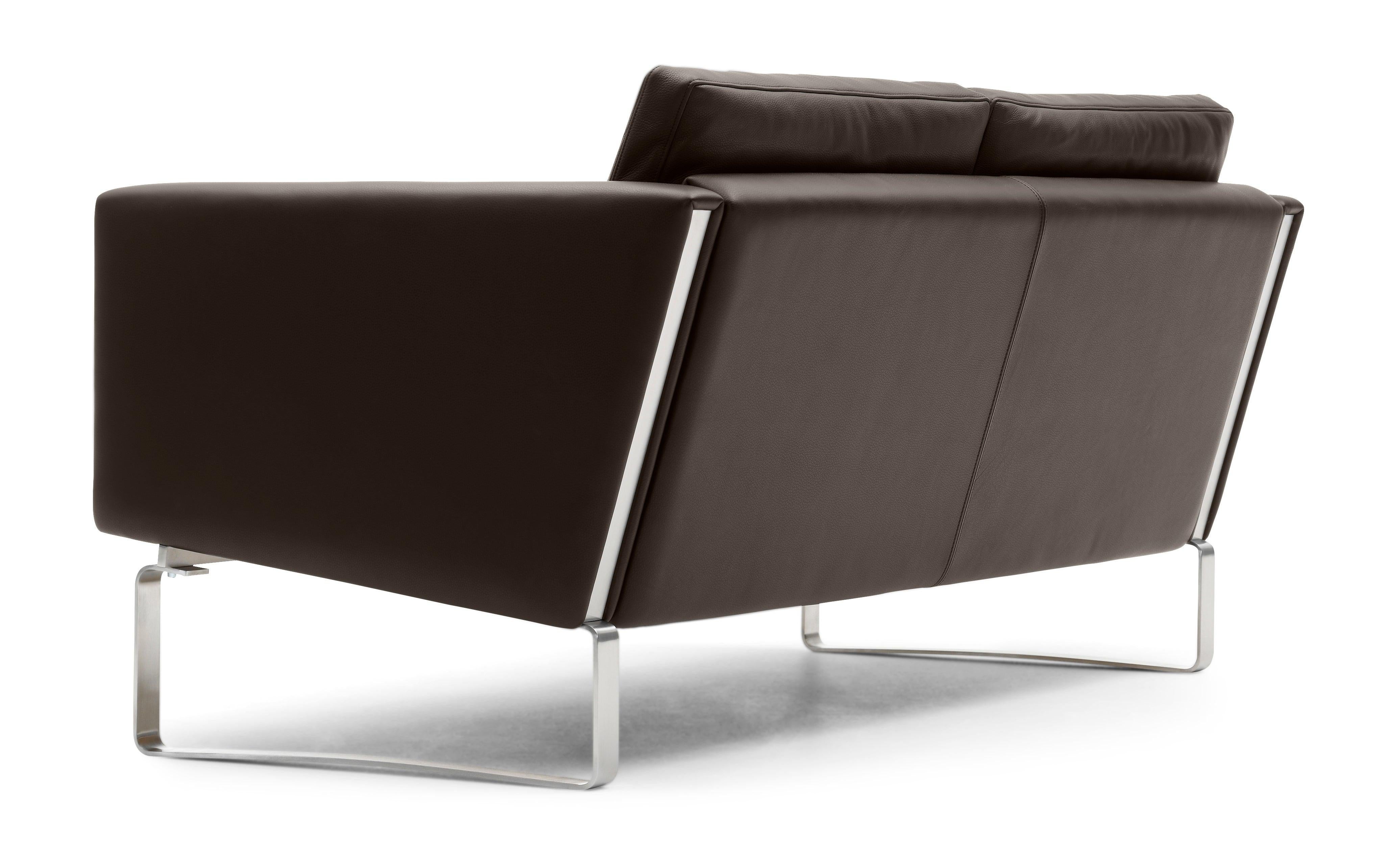 Modern CH102 2-Seat Sofa in Stainless Steel with Thor 306 Leather by Hans J. Wegner