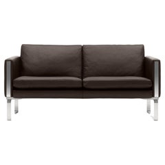 CH102 2-Seat Sofa in Stainless Steel with Thor 306 Leather by Hans J. Wegner