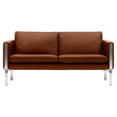 CH102 2-Seat Sofa in Stainless Steel with Thor 307 Leather by Hans J. Wegner