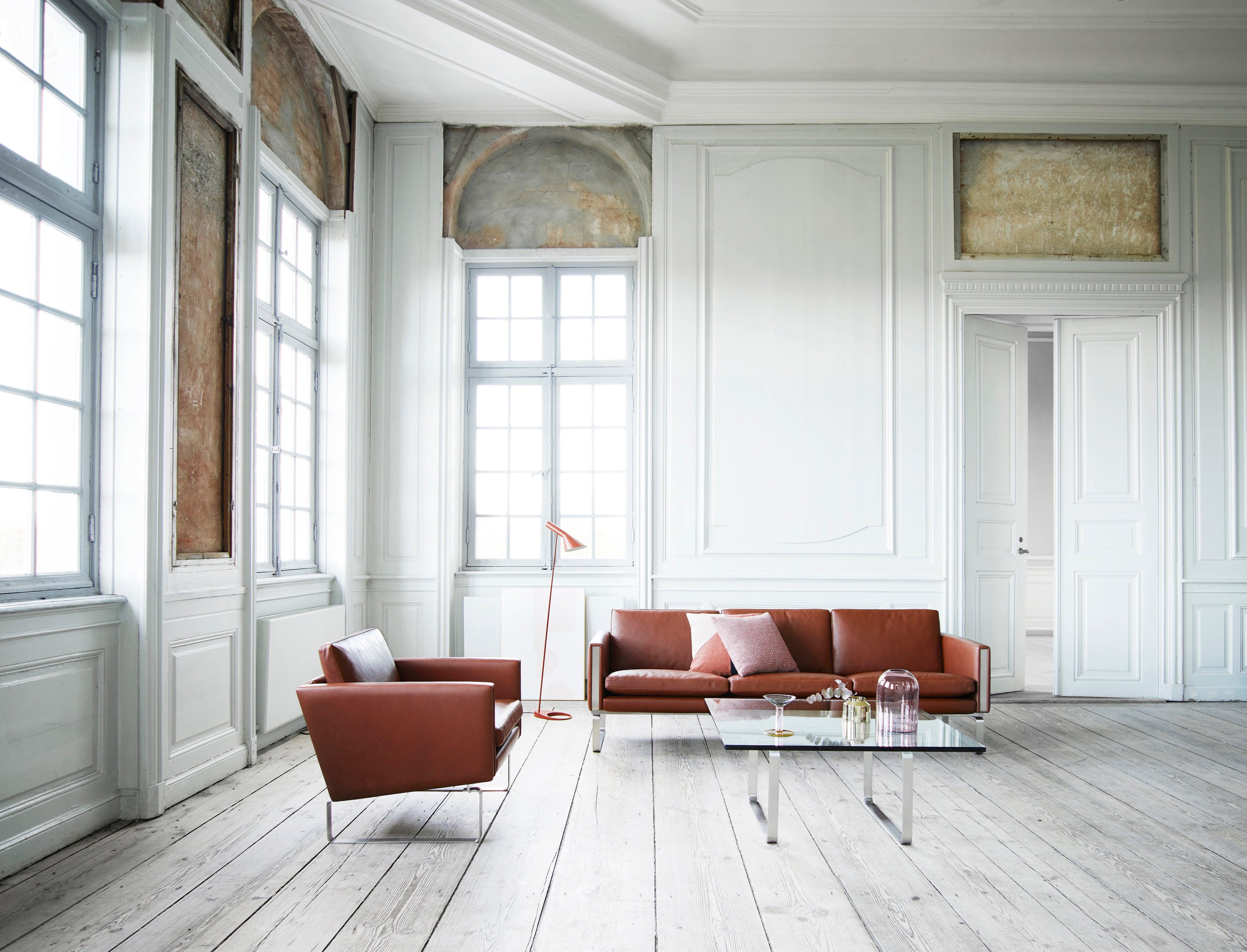 CH103 3-Seat Sofa in Stainless Steel Frame with Leather Seat by Hans J. Wegner 3