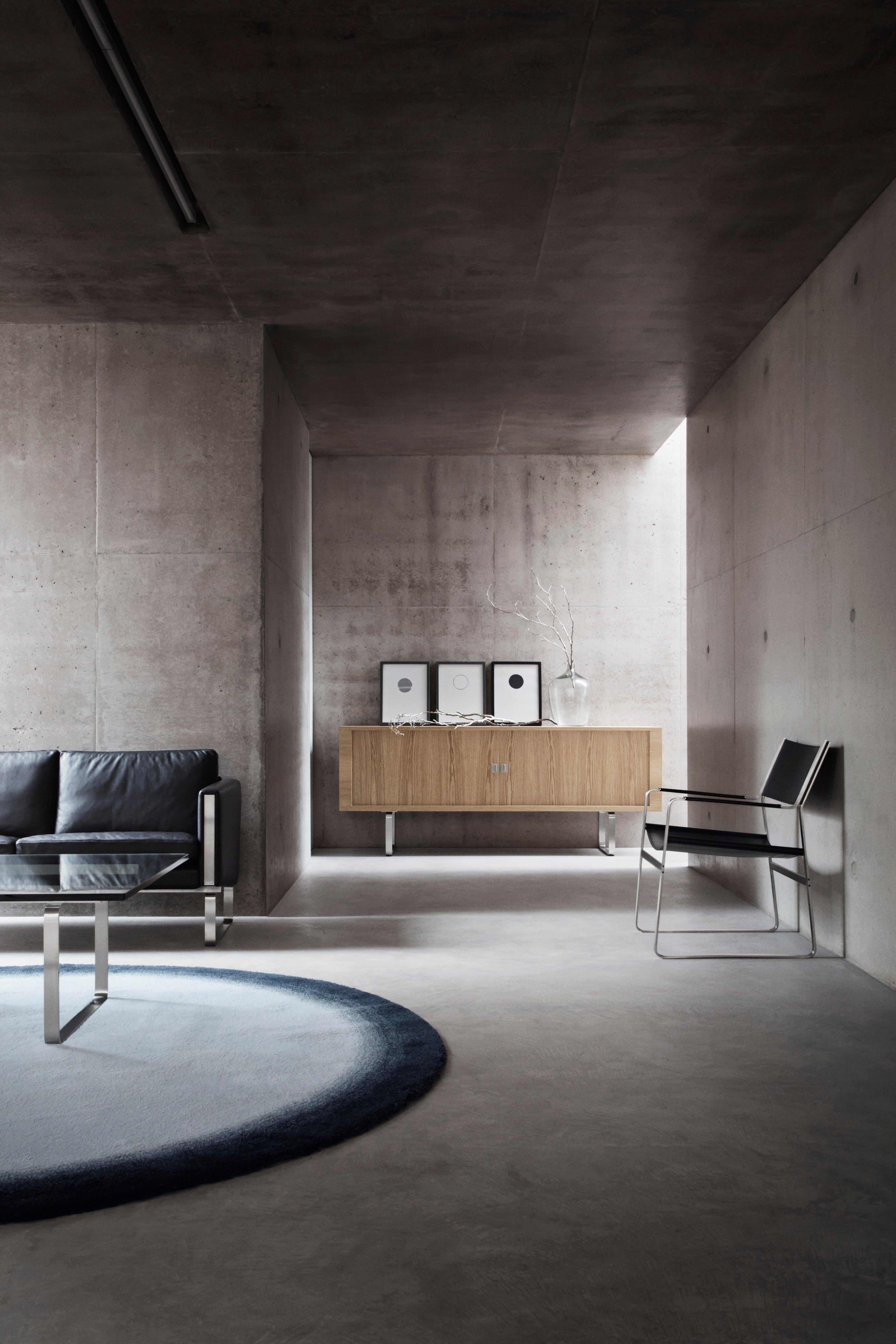 Danois Canapé 3 places CH103 en acier inoxydable avec cuir Thor 301 de Hans J. Wegner