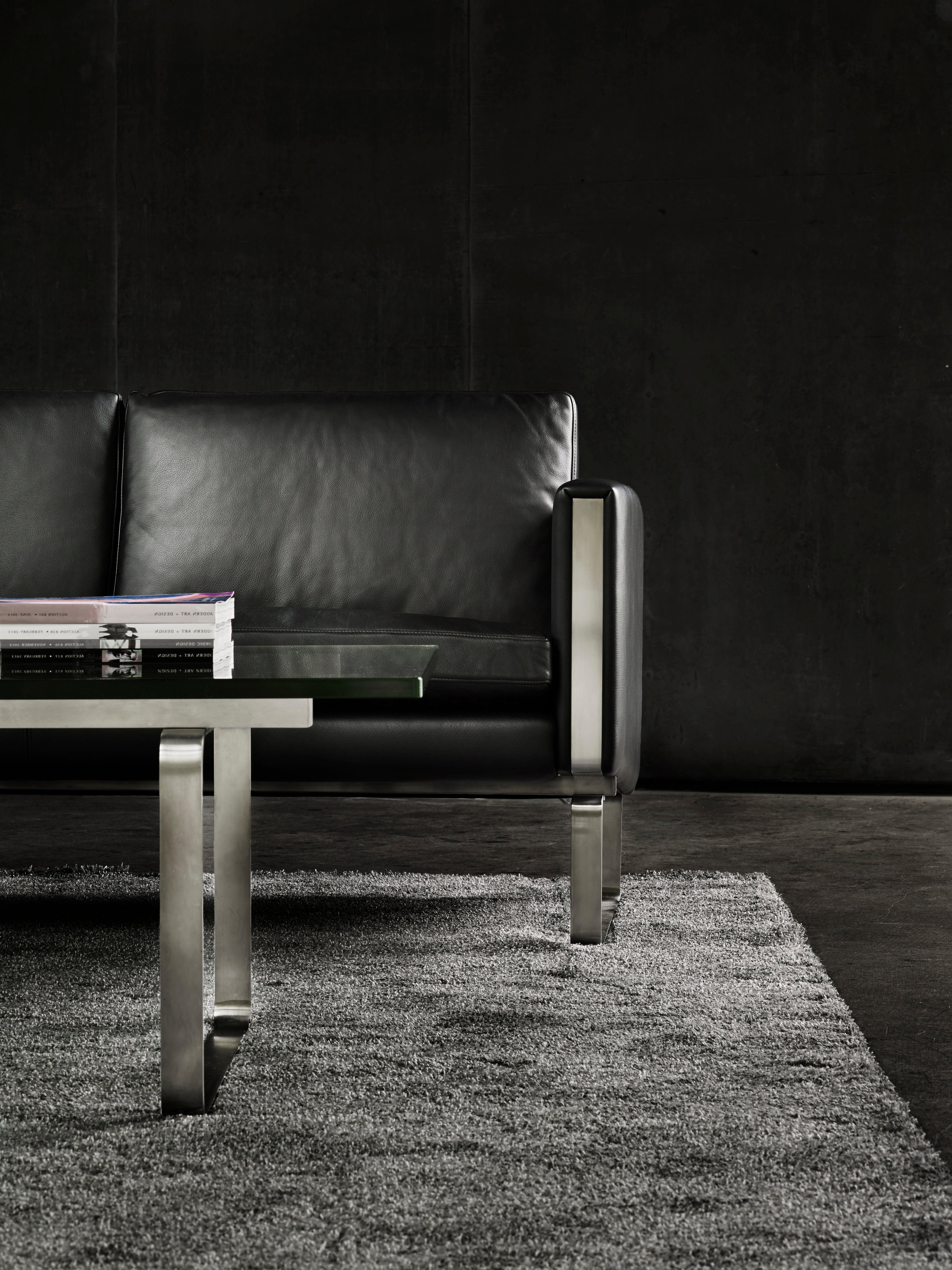 XXIe siècle et contemporain Canapé 3 places CH103 en acier inoxydable avec cuir Thor 301 de Hans J. Wegner