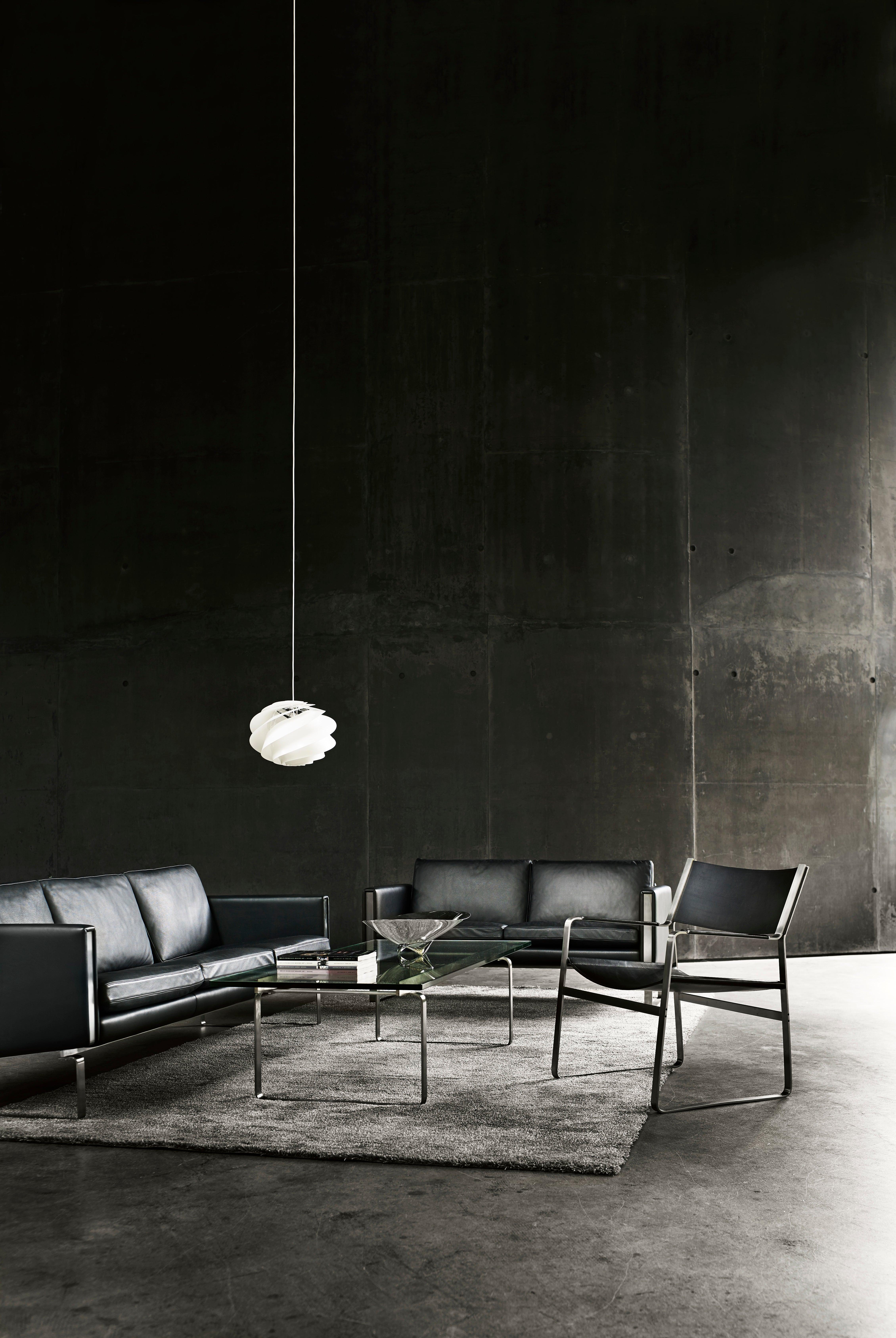 Canapé 3 places CH103 en acier inoxydable avec cuir Thor 301 de Hans J. Wegner 1