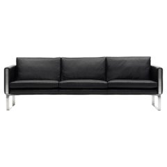 Canapé 3 places CH103 en acier inoxydable avec cuir Thor 301 de Hans J. Wegner