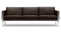 Canapé 3 places CH103 en acier inoxydable avec cuir Thor 306 de Hans J. Wegner