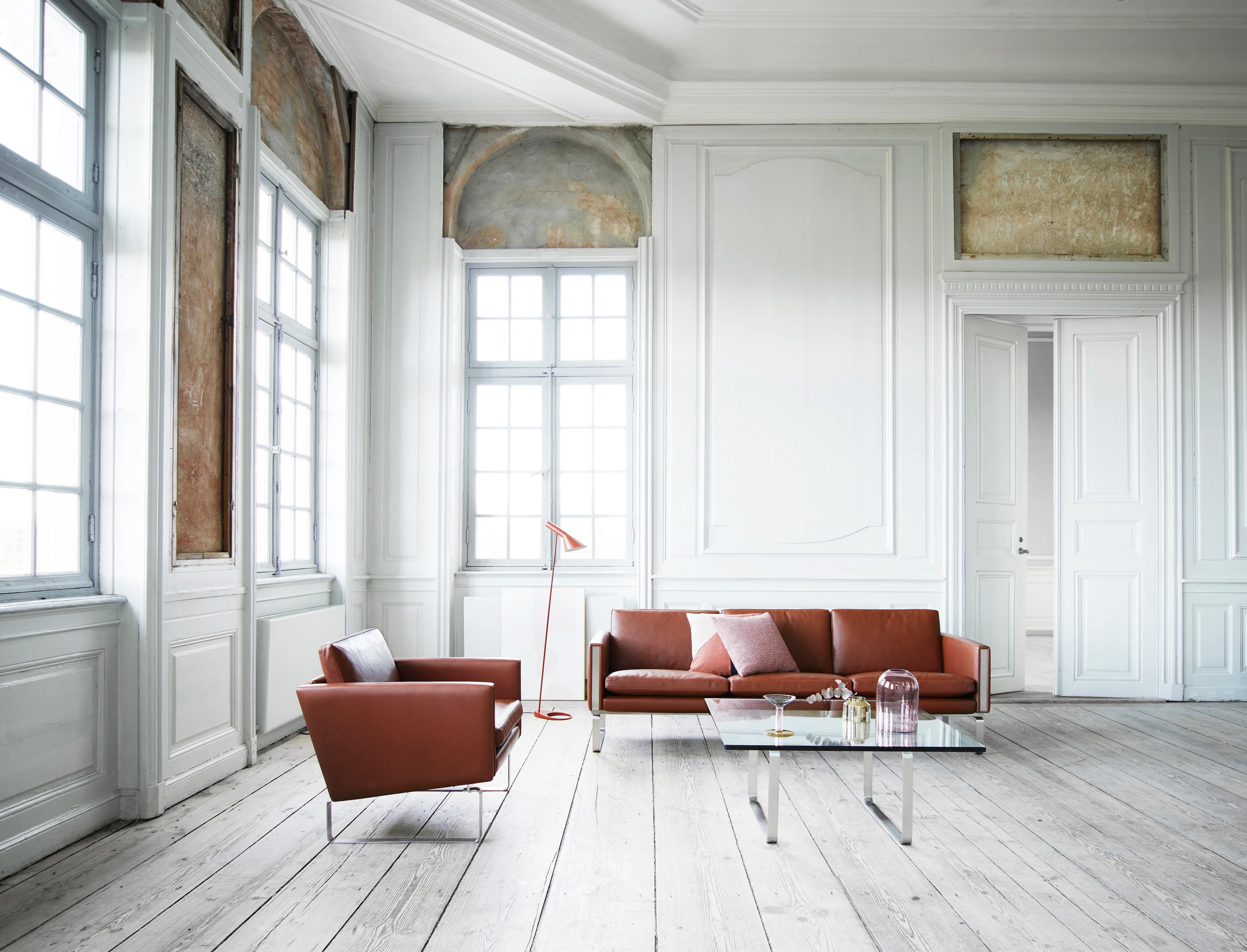CH103 3-Seat Sofa in Stainless Steel Frame with Leather Seat by Hans J. Wegner 7