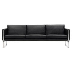 CH104 4-Seat Sofa in Stainless Steel Frame with Leather Seat by Hans J. Wegner