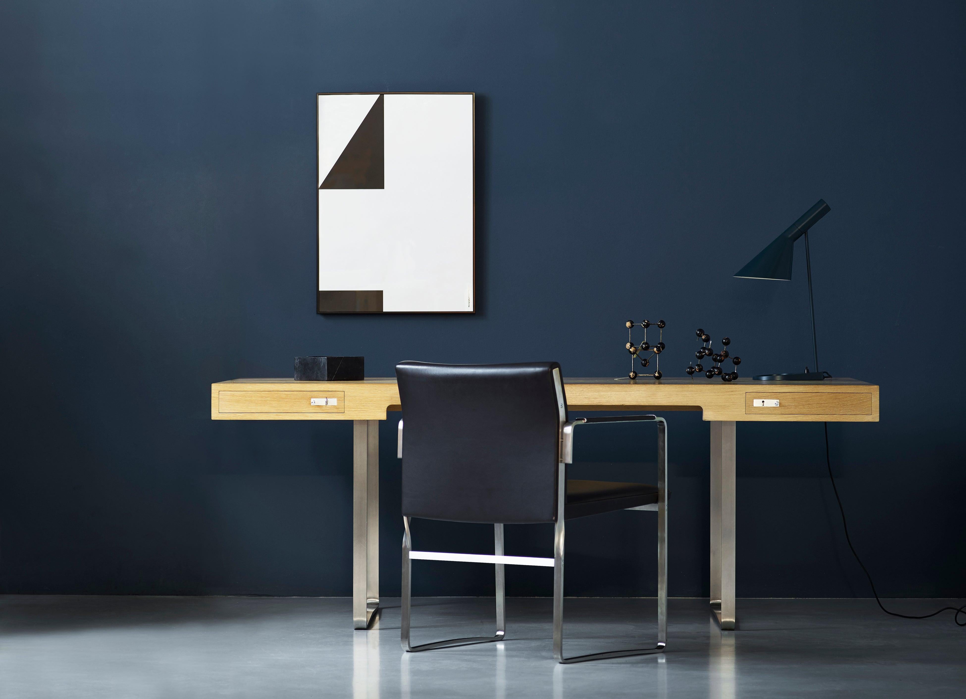 Modern CH111 Chair in Stainless Steel with Thor 301 Leather by Hans J. Wegner