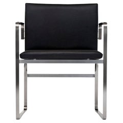 CH111 Chair in Stainless Steel with Thor 301 Leather by Hans J. Wegner