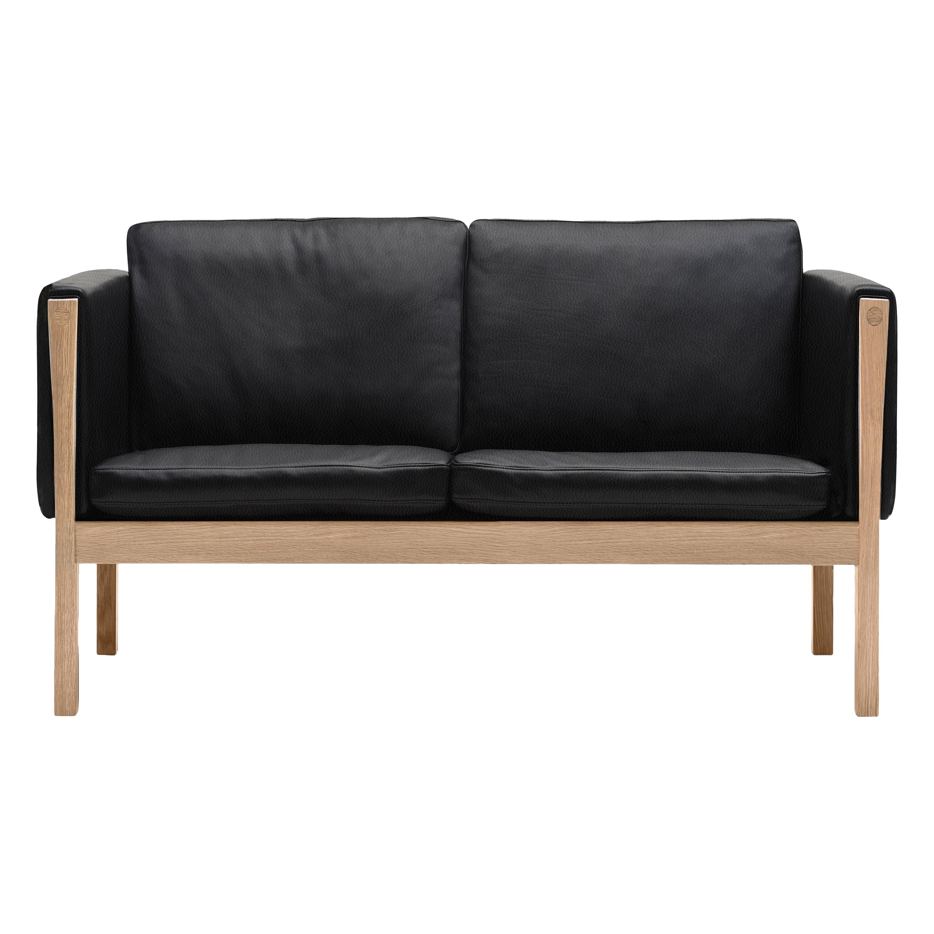 CH162 Sofa in Oiled Oak Frame with Leather Upholstery by Hans J. Wegner