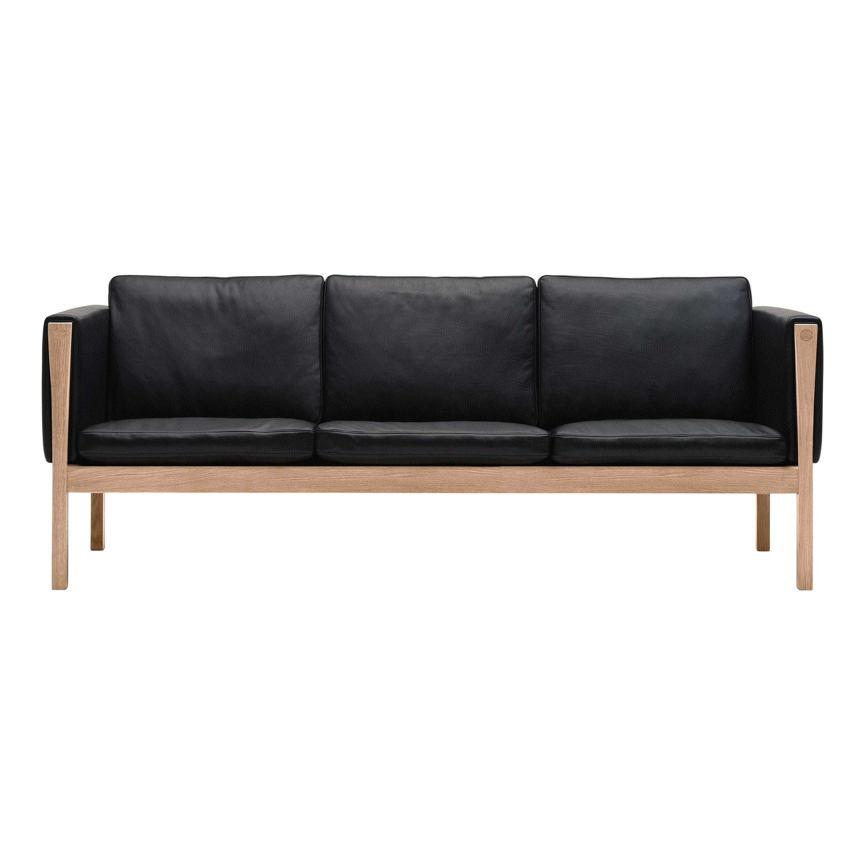 CH163 Sofa in Oiled Oak Frame with Leather Upholstery by Hans J. Wegner
