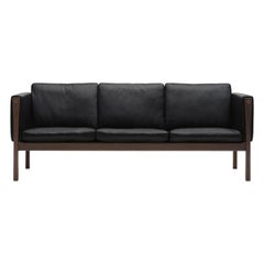 CH163 Sofa in Walnut Oil Frame with Leather Upholstery by Hans J. Wegner