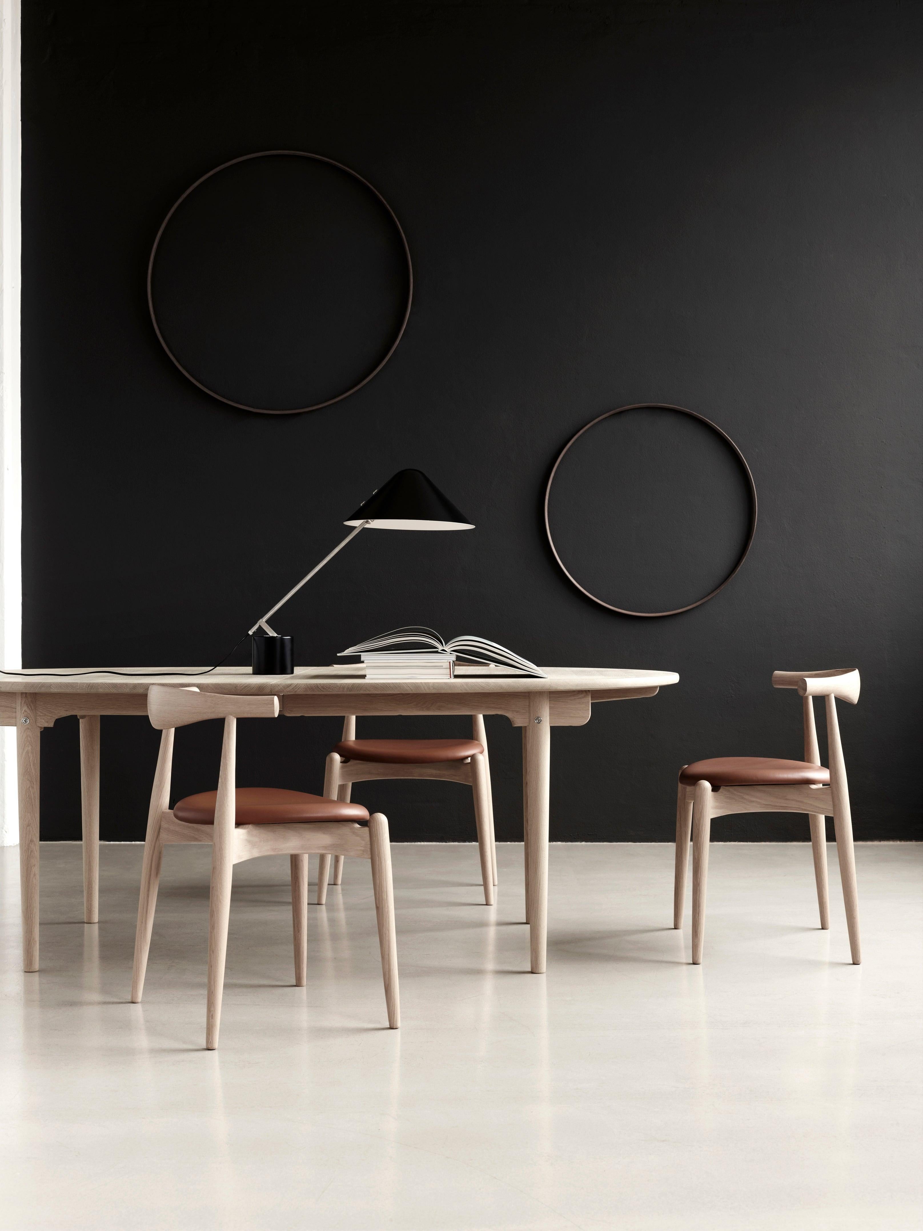 Danish CH20 Elbow Chair in Oak Painted Black & Thor 301 Leather Seat by Hans J. Wegner