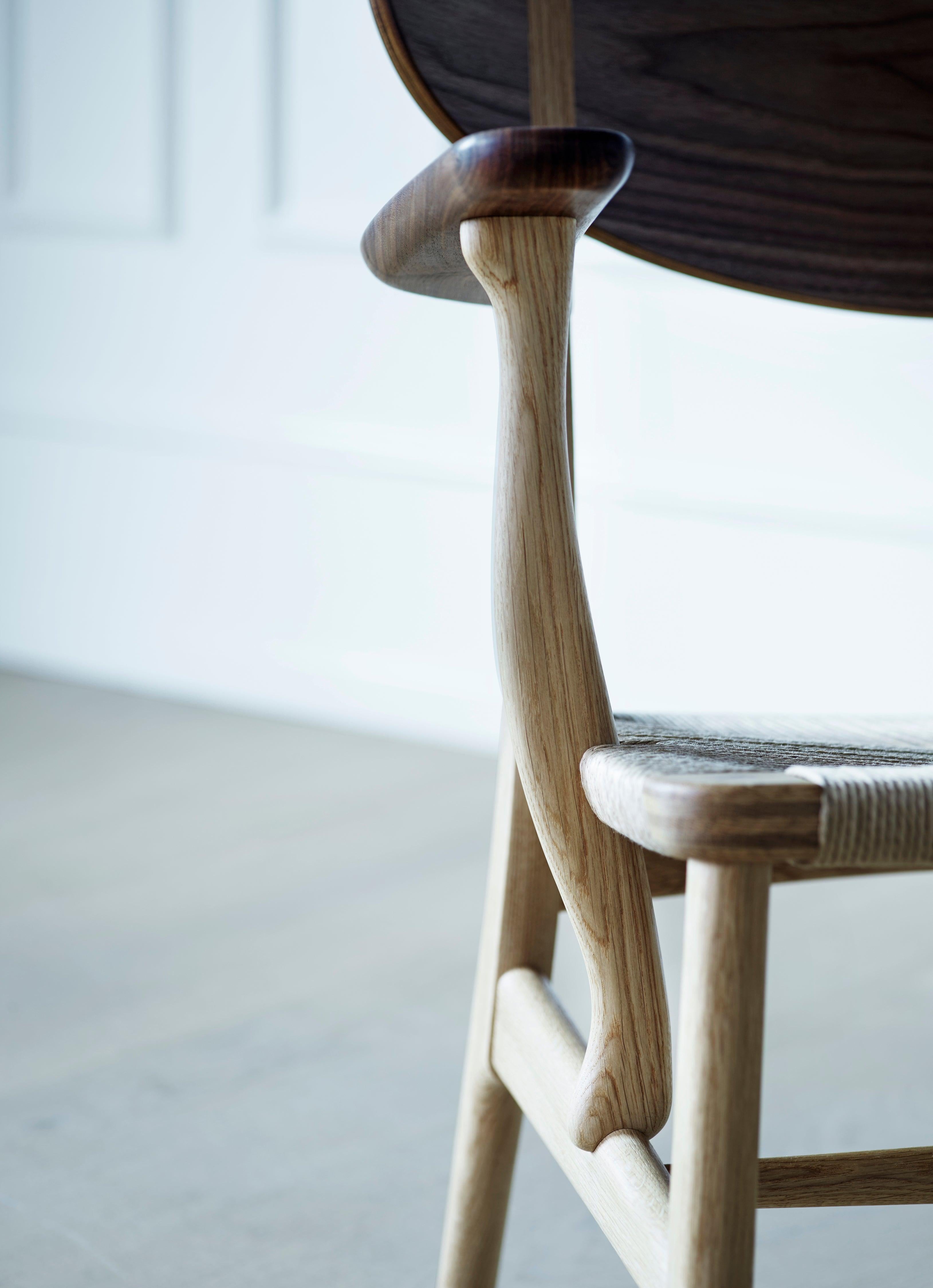 Danish CH22 Lounge Chair in Oak Oil with Natural Papercord Seat by Hans J. Wegner