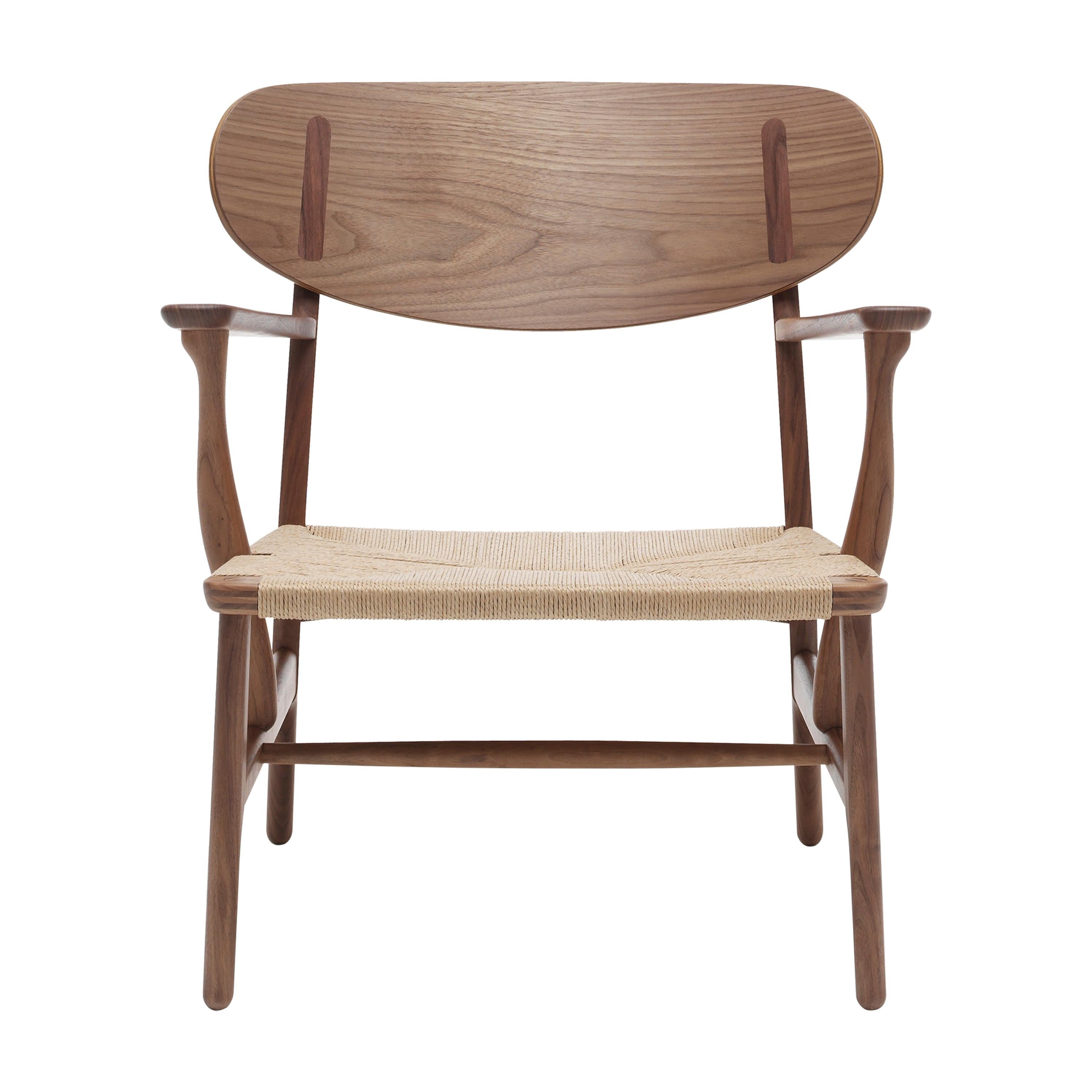 Brown (Walnut Oil) CH22 Lounge Chair in Wood with Natural Papercord Seat by Hans J. Wegner