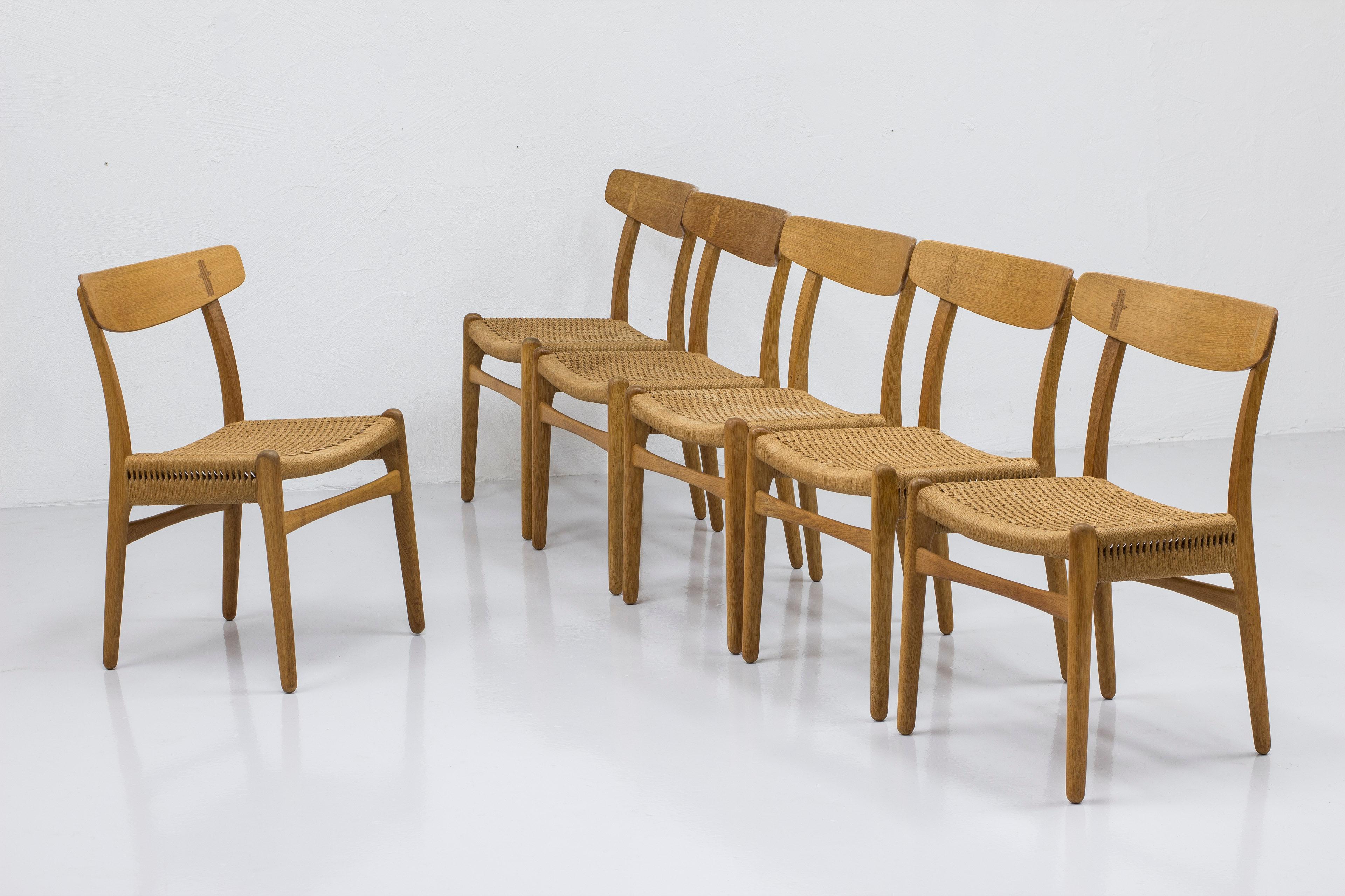 Scandinavian Modern CH23 dining chair in oak and rope by Hans J. Wegner, Carl Hansen & Søn