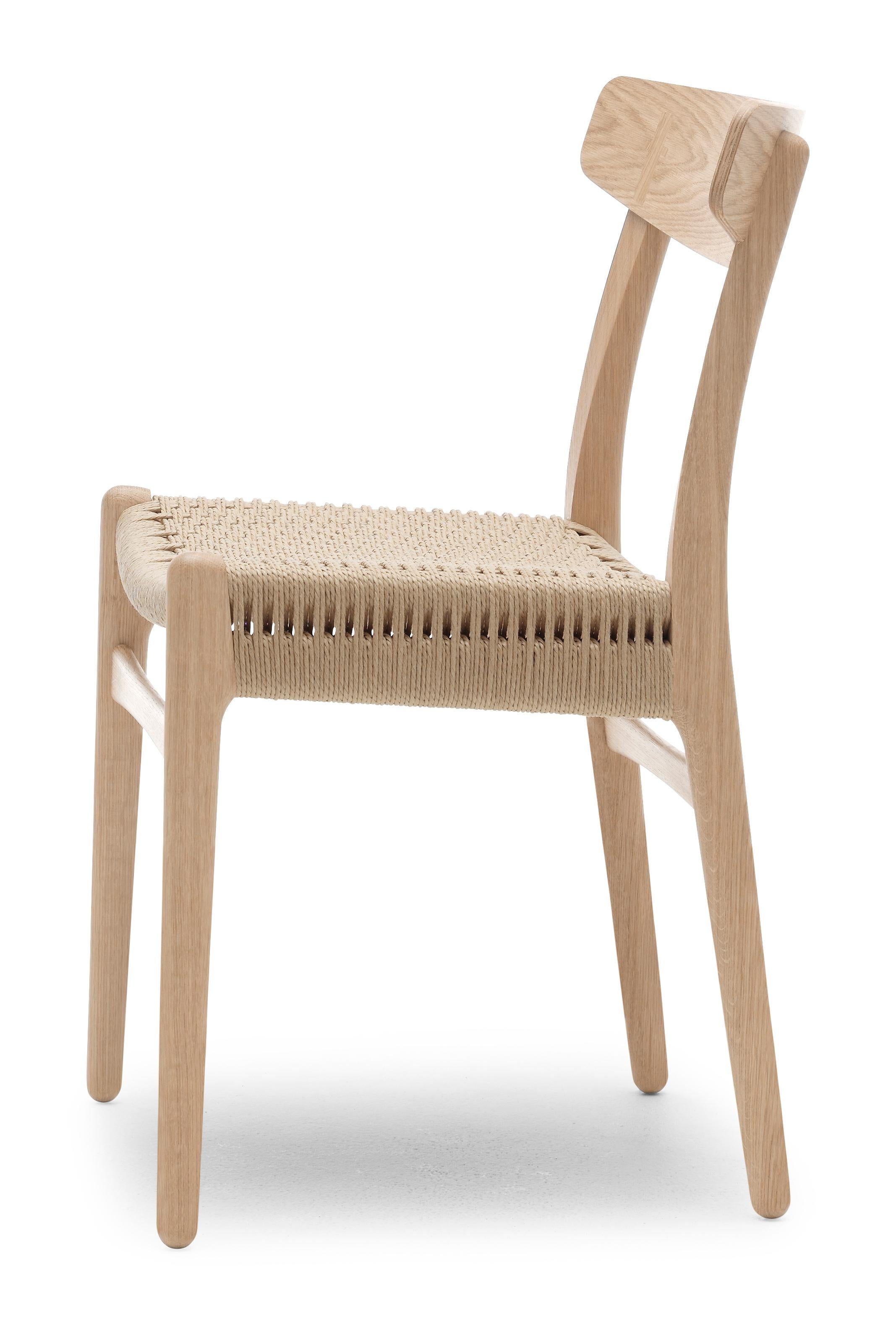 Danish CH23 Dining Chair in White Oil with Natural Papercord Seat by Hans J. Wegner