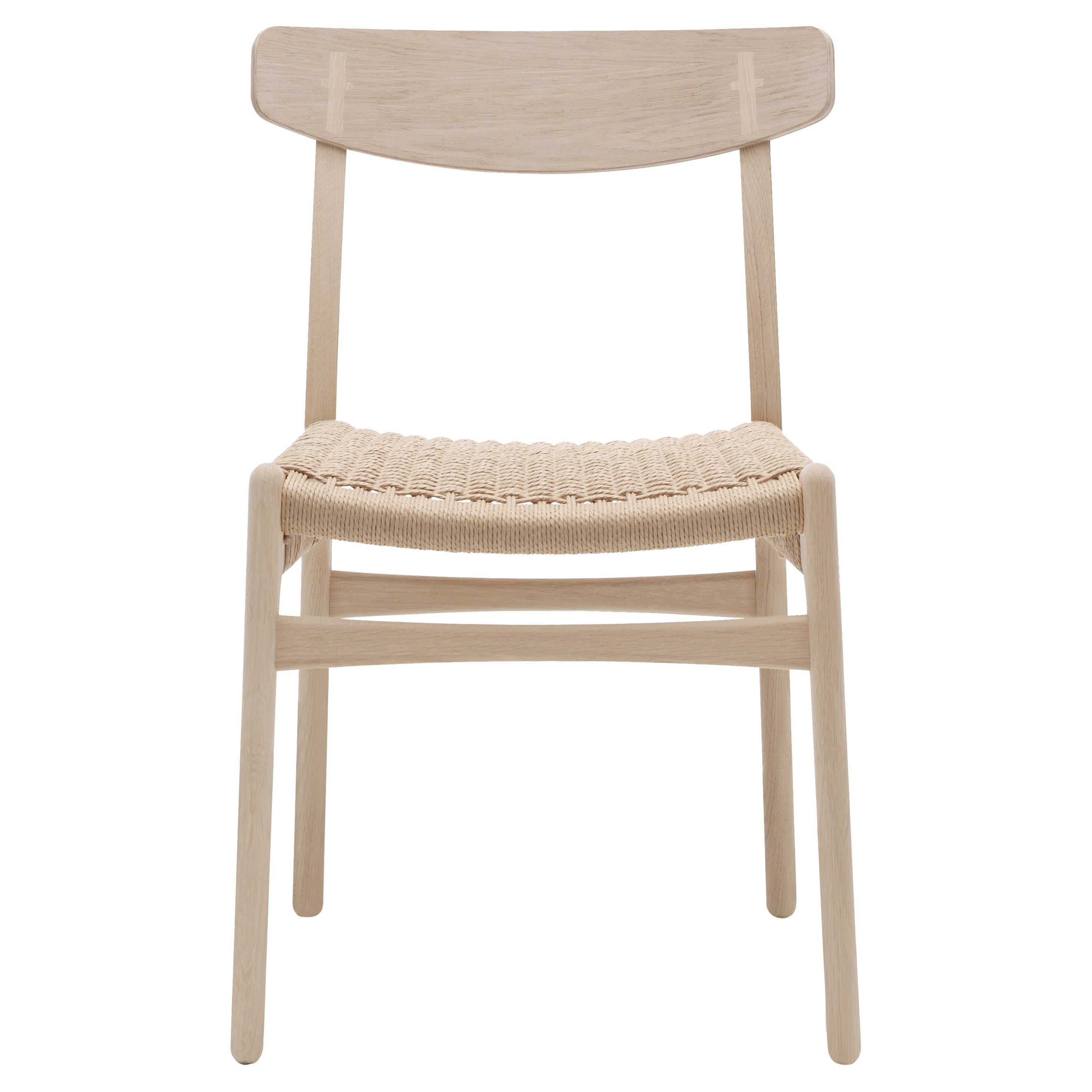 CH23 Dining Chair in White Oil with Natural Papercord Seat by Hans J. Wegner