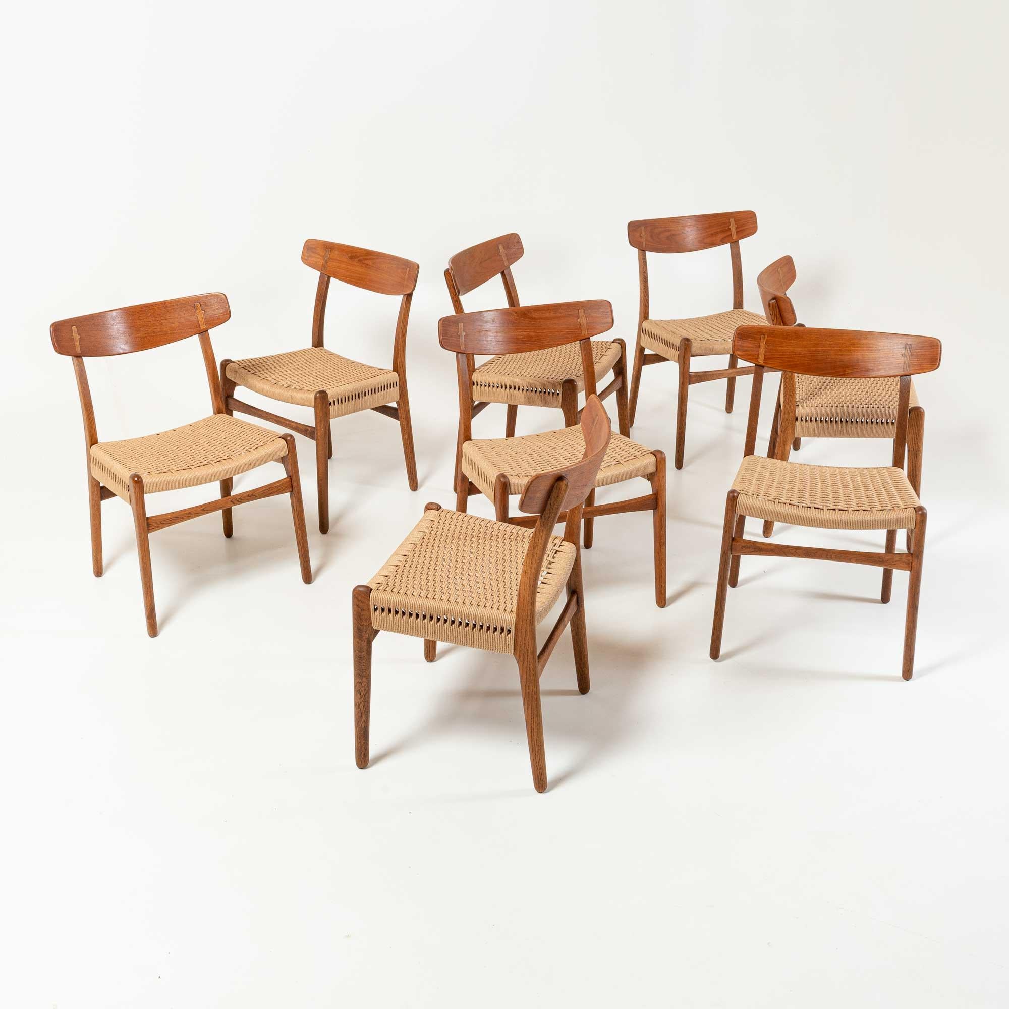 Danish CH23 Dining Chairs by Hans Wegner for Carl Hansen and Son in Oak and Teak