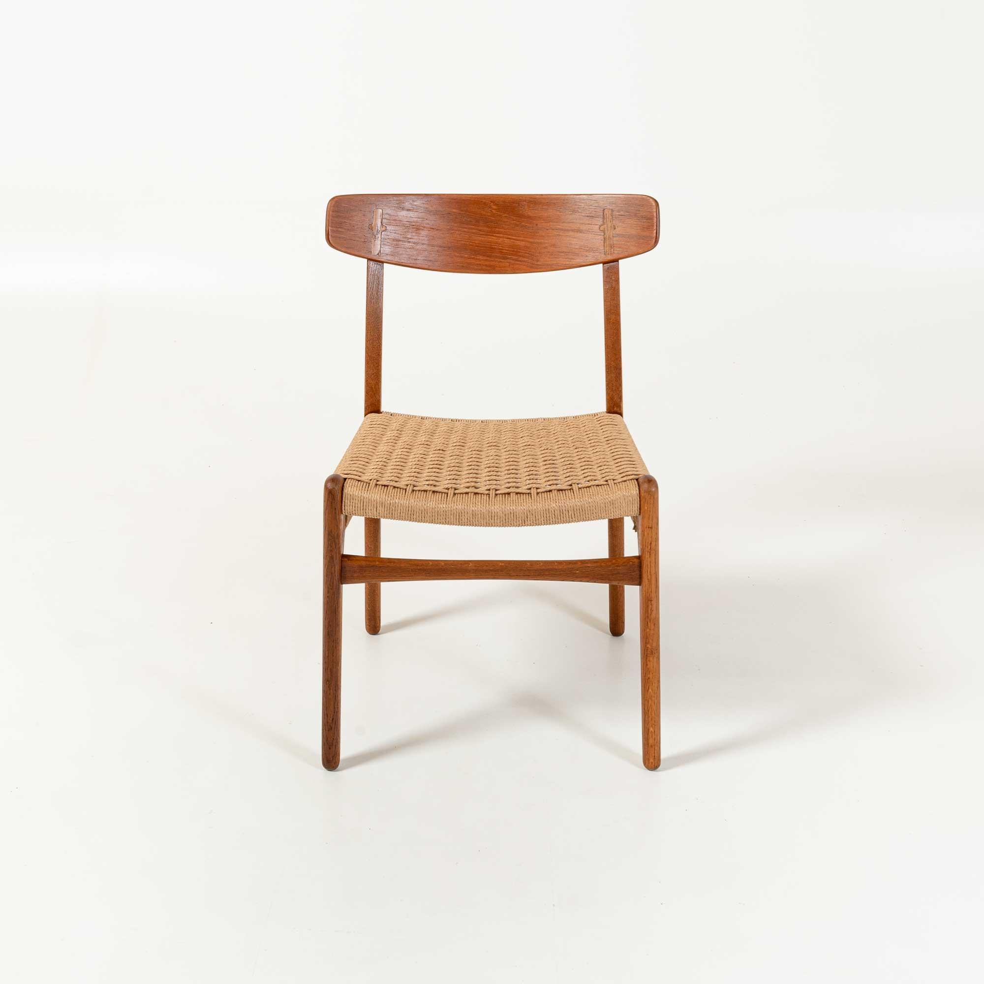 Mid-20th Century CH23 Dining Chairs by Hans Wegner for Carl Hansen and Son in Oak and Teak