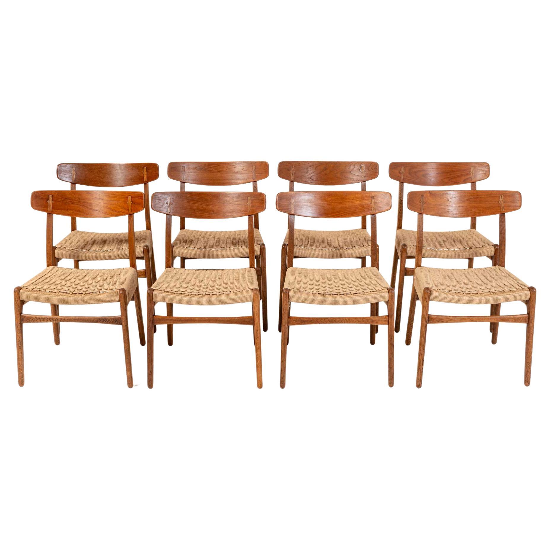 CH23 Dining Chairs by Hans Wegner for Carl Hansen and Son in Oak and Teak