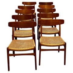 CH23 Set of 10 Dining Chairs Hans Wegner for Carl Hansen and Son in Oak & Teak