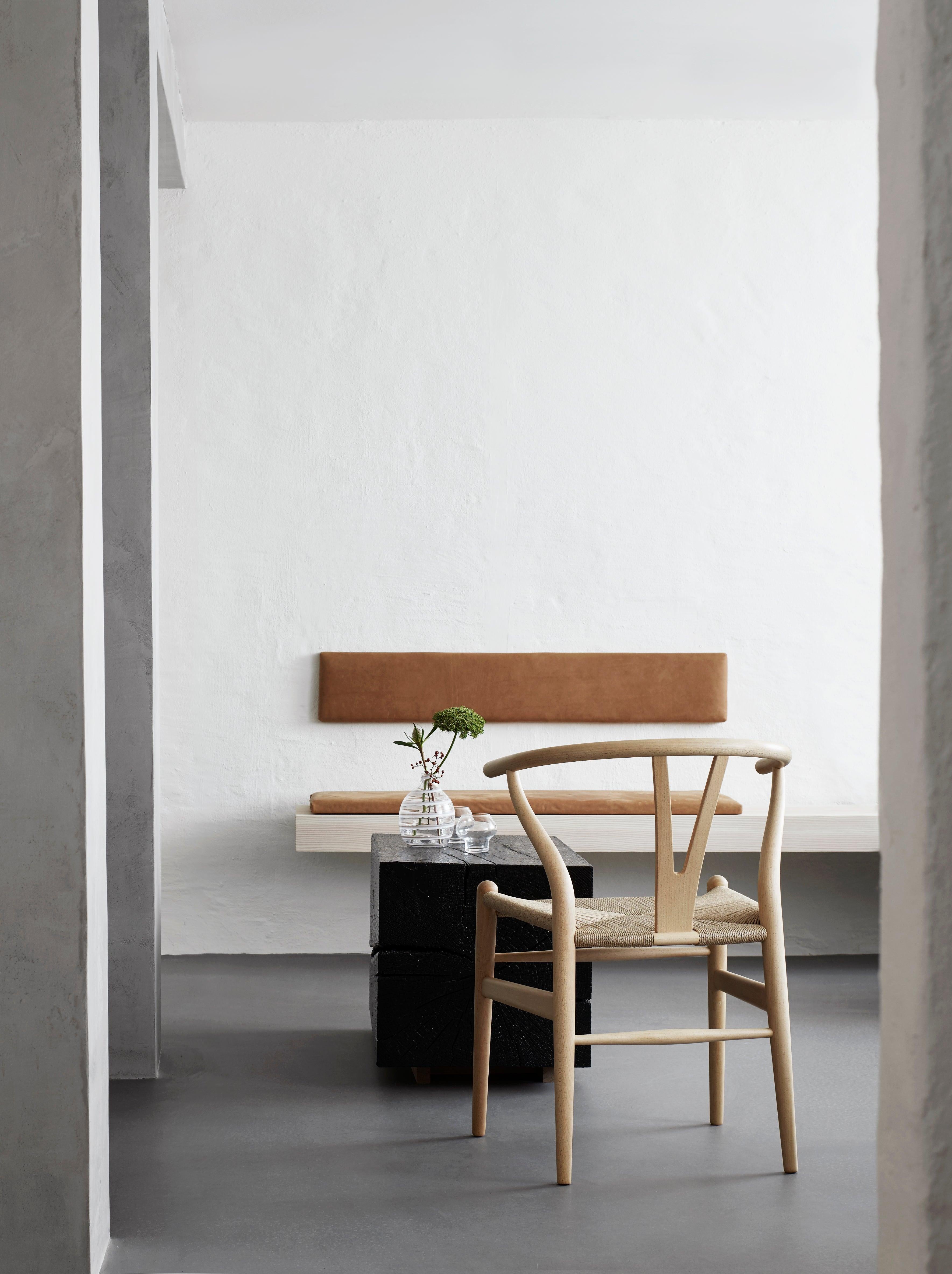 CH24 Wishbone Chair in Beech Lacquer with Black Papercord Seat by Hans J. Wegner In New Condition In Burlington, NJ