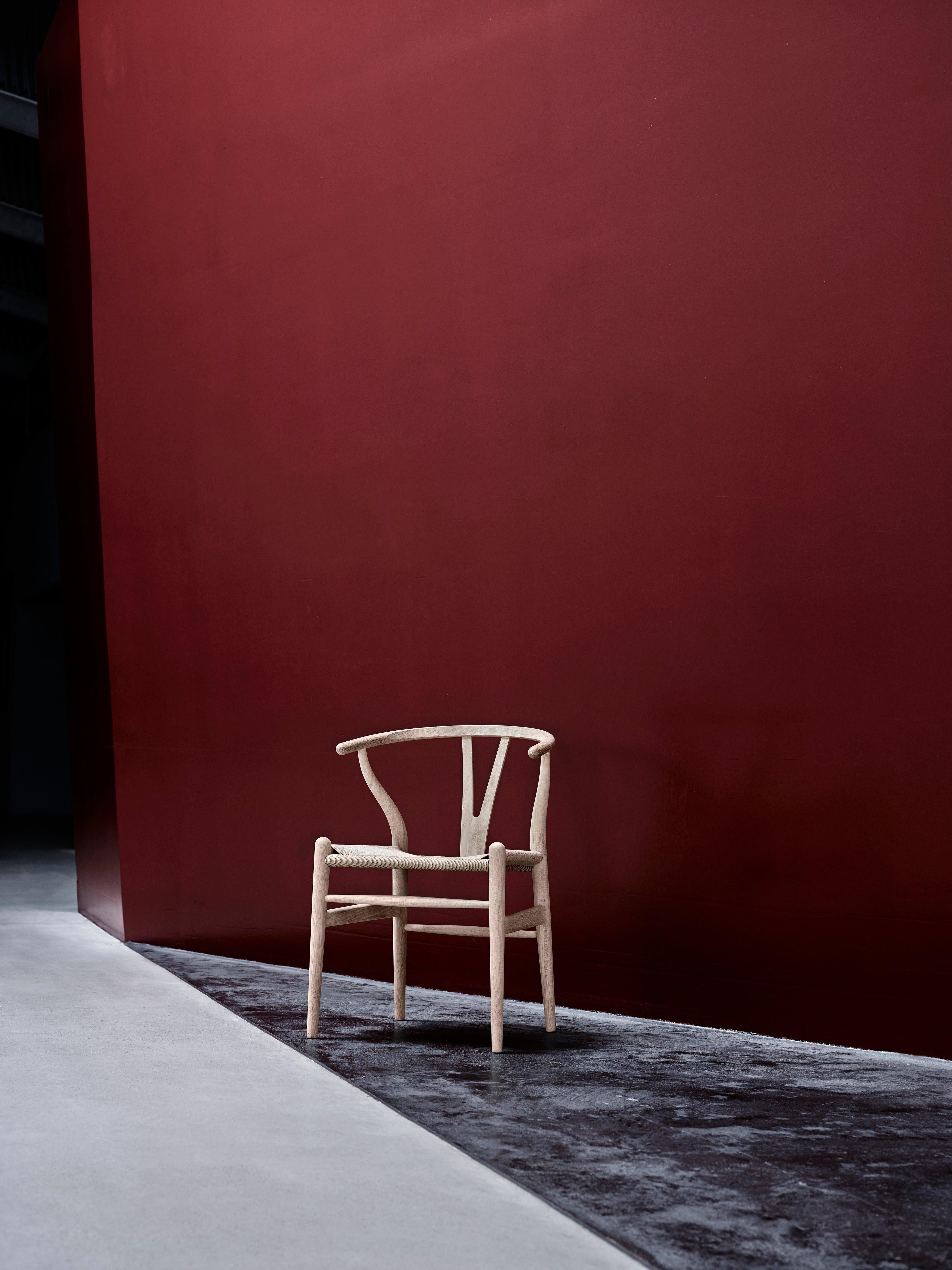 Contemporary CH24 Wishbone Chair in Beech Lacquer with Black Papercord Seat by Hans J. Wegner