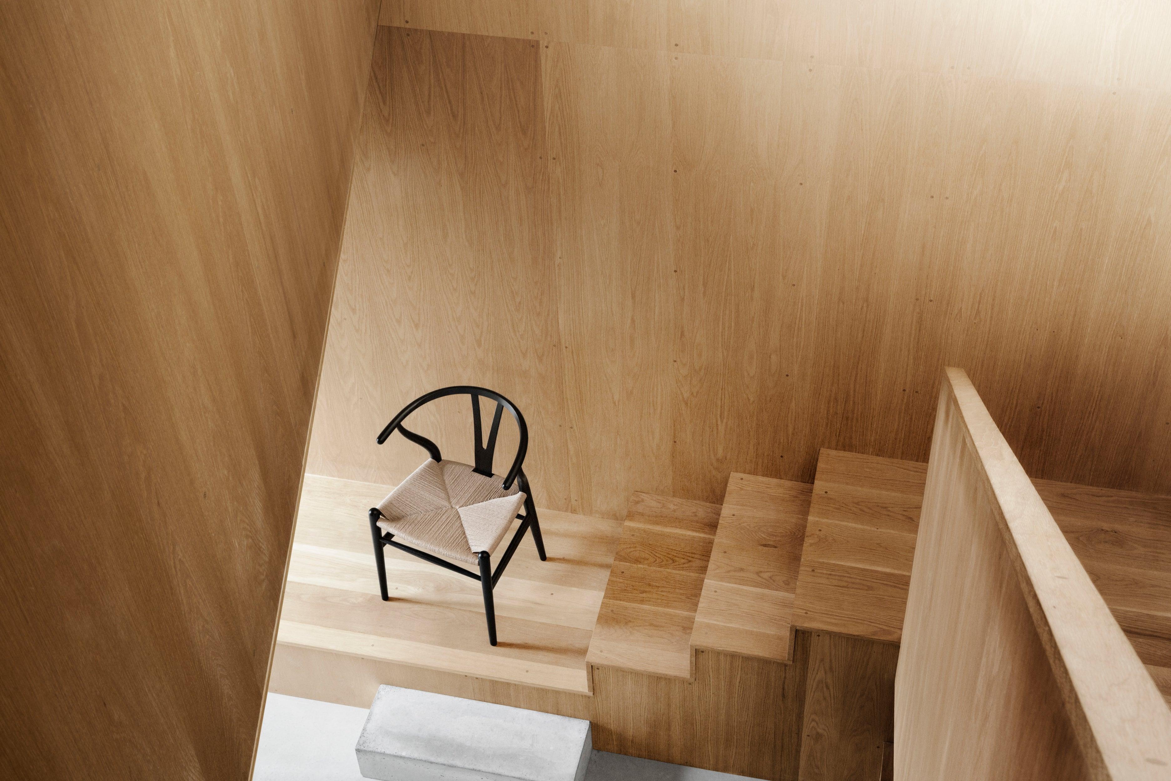 CH24 Wishbone Chair in Beech Lacquer with Black Papercord Seat by Hans J. Wegner 1