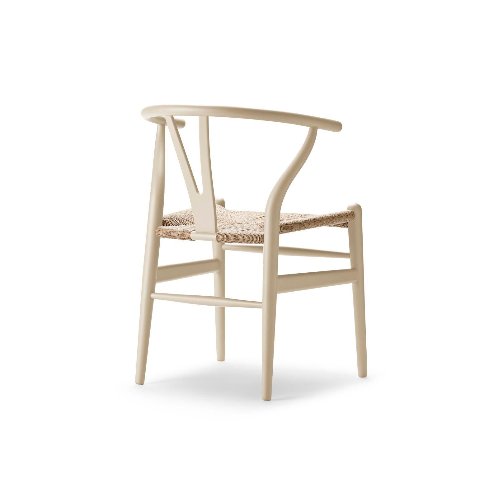 Mid-Century Modern CH24 Wishbone Chair in Beech Wood with Soft Barley Finish and Natural Papercord For Sale
